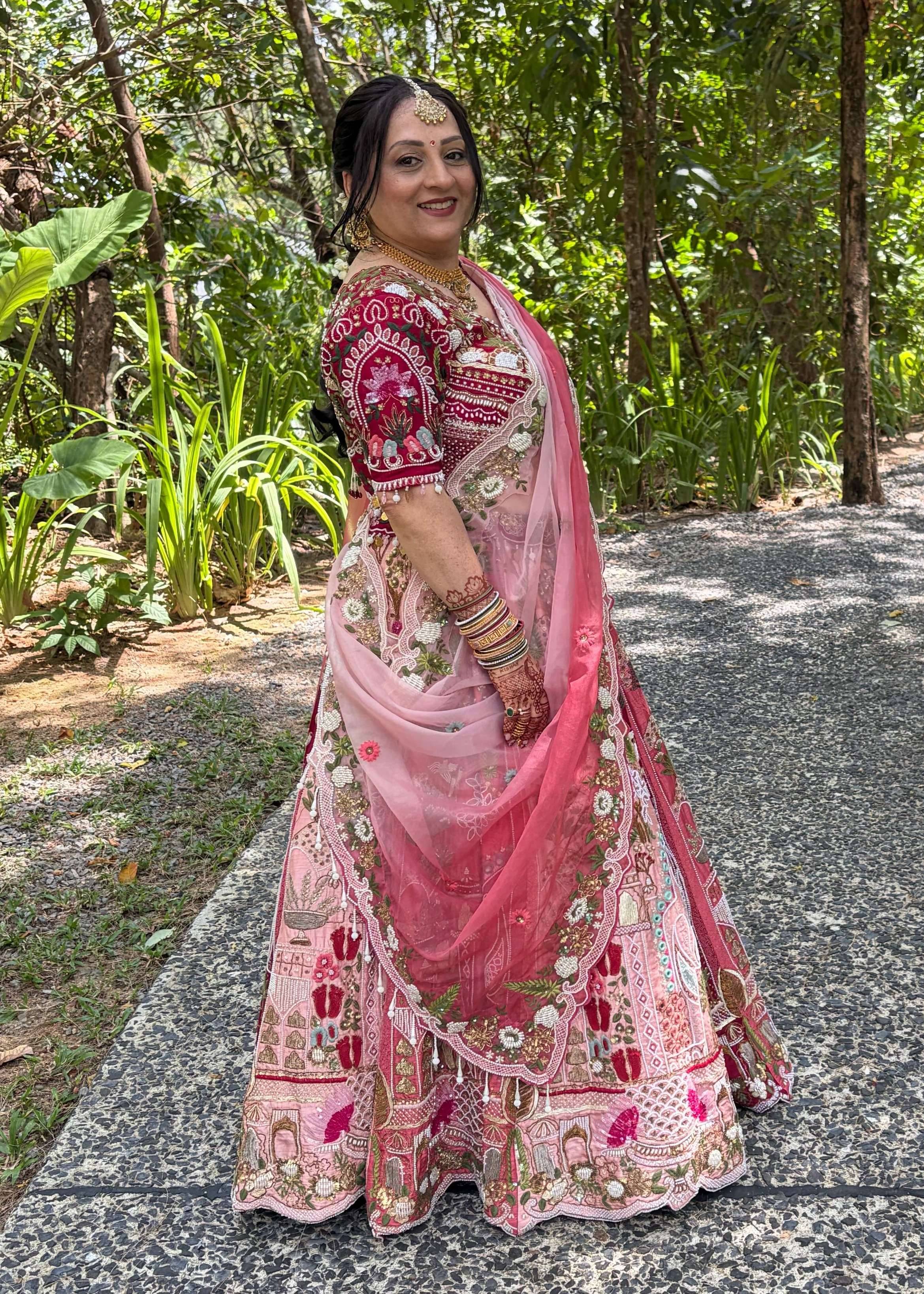 Multi-Pink Embroidered Lehenga Image - 1