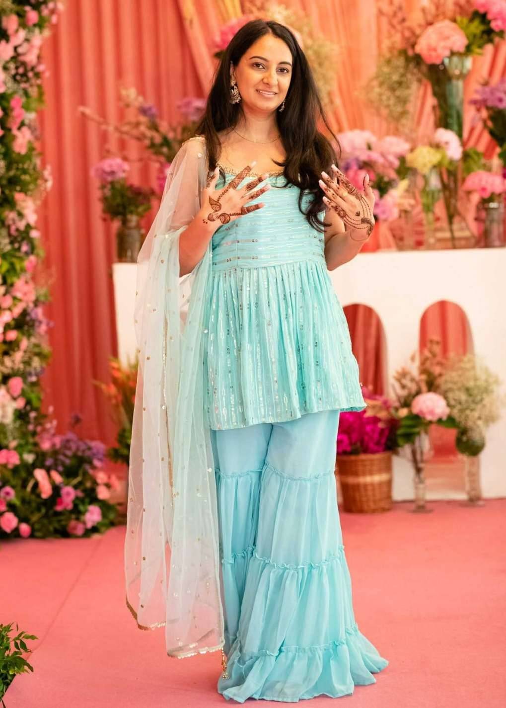 Aqua Blue Gharara Image - 0