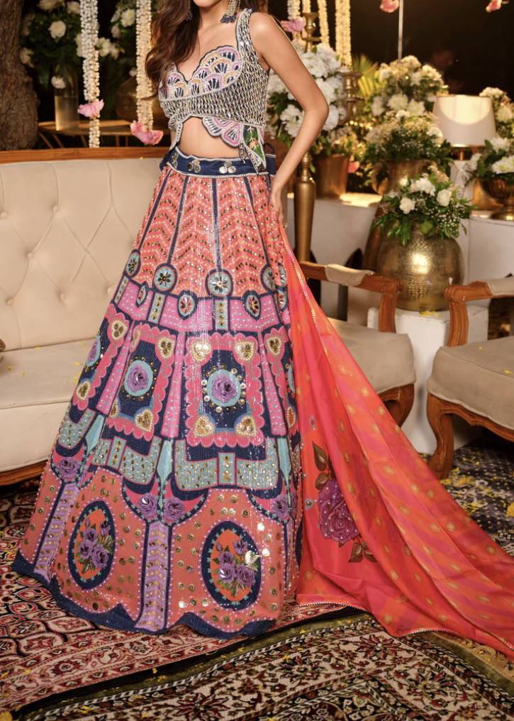 Multicolored Floral Lehenga Image - 1