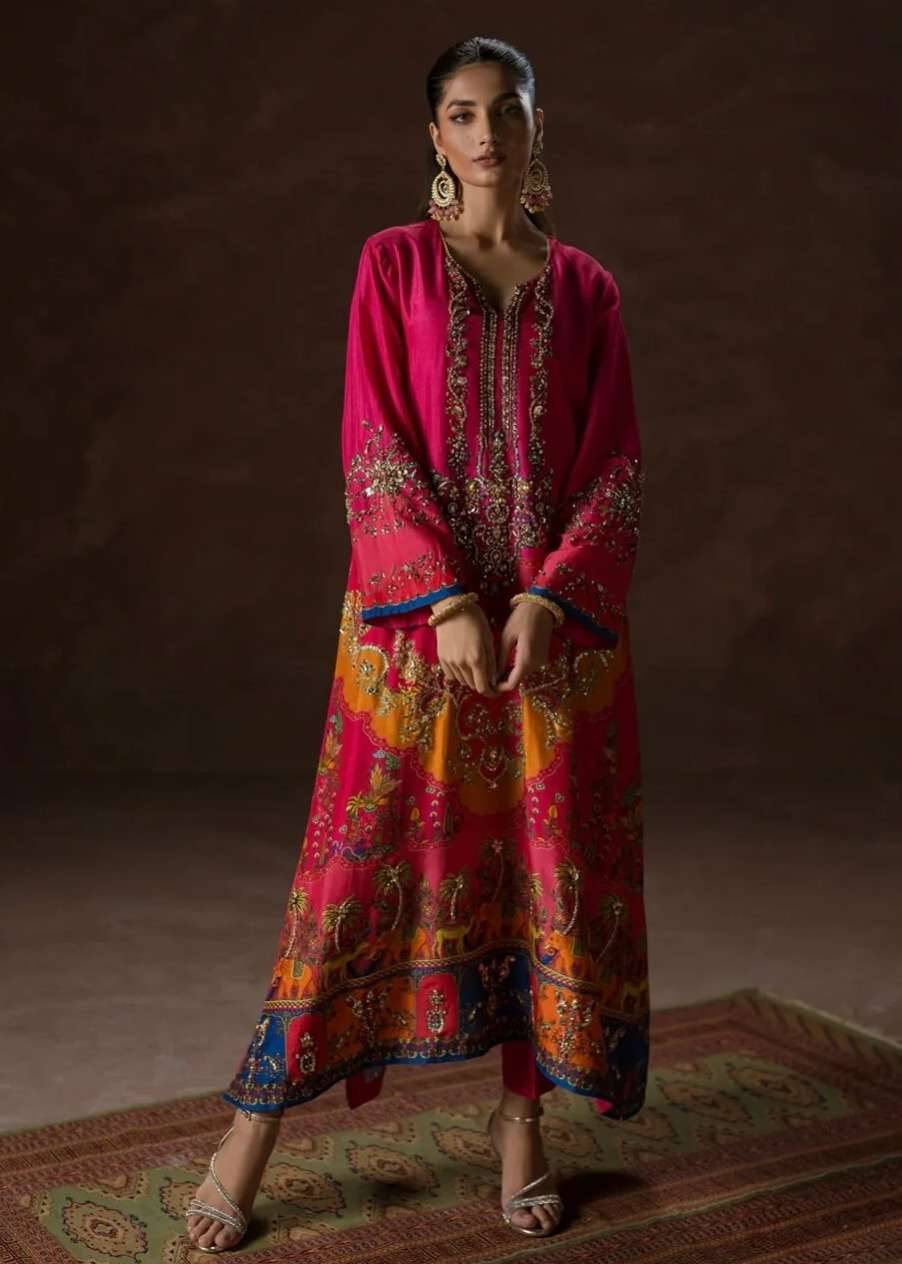 Hot Pink Kaftan Set Image - 0