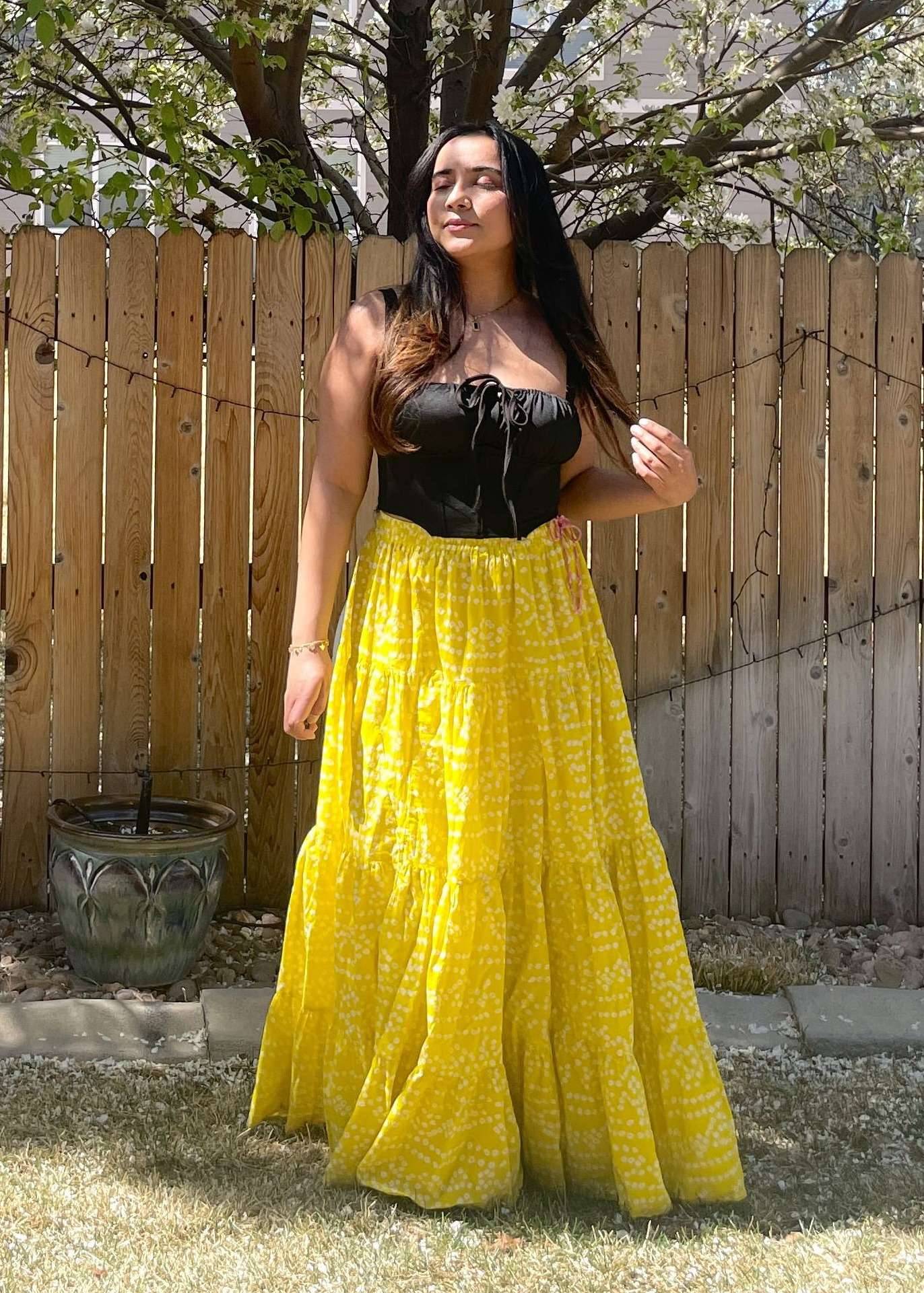 Yellow Bandhani Skirt Image - 0