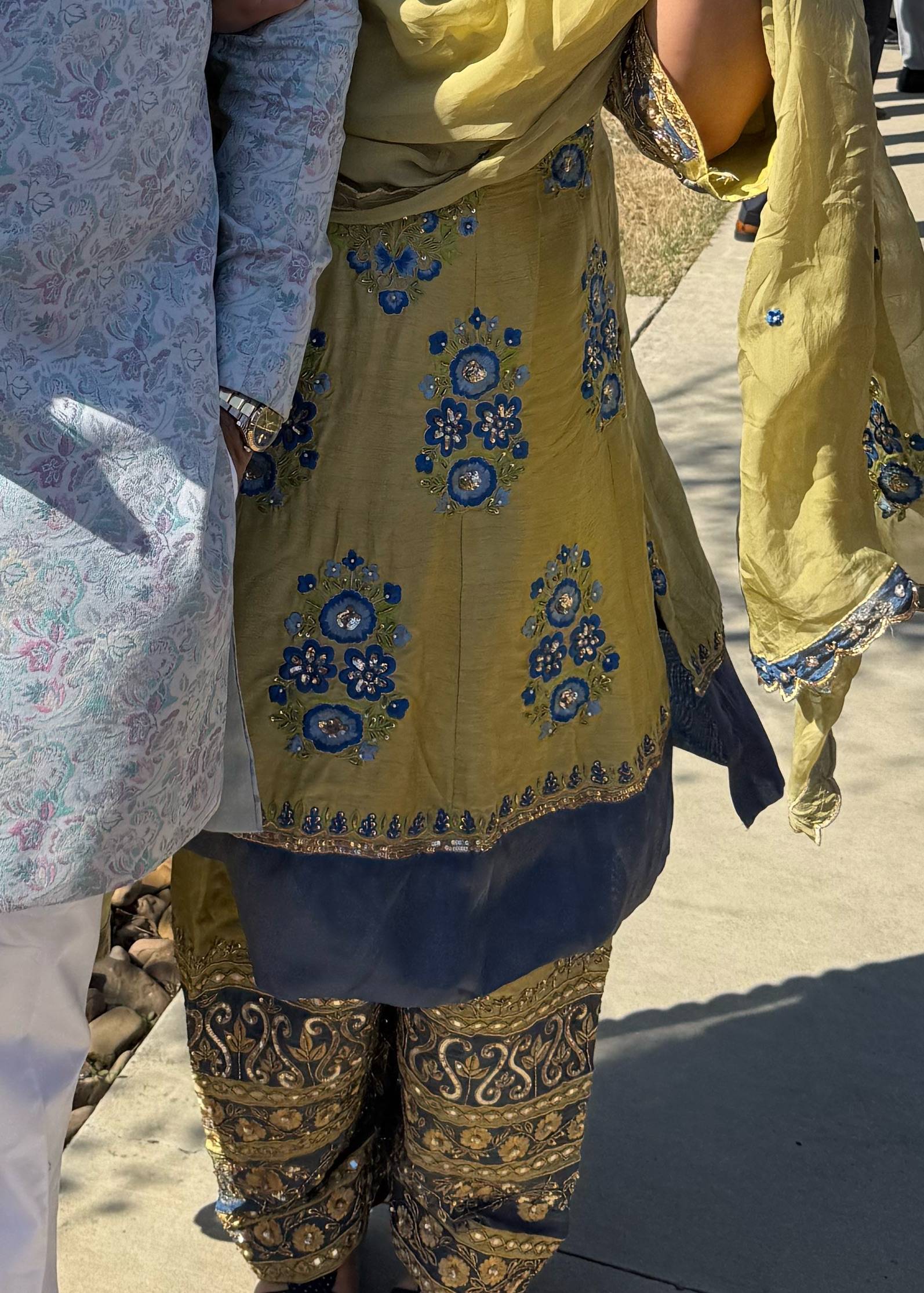 Yellow and Blue Floral Kurta Set Image - 2