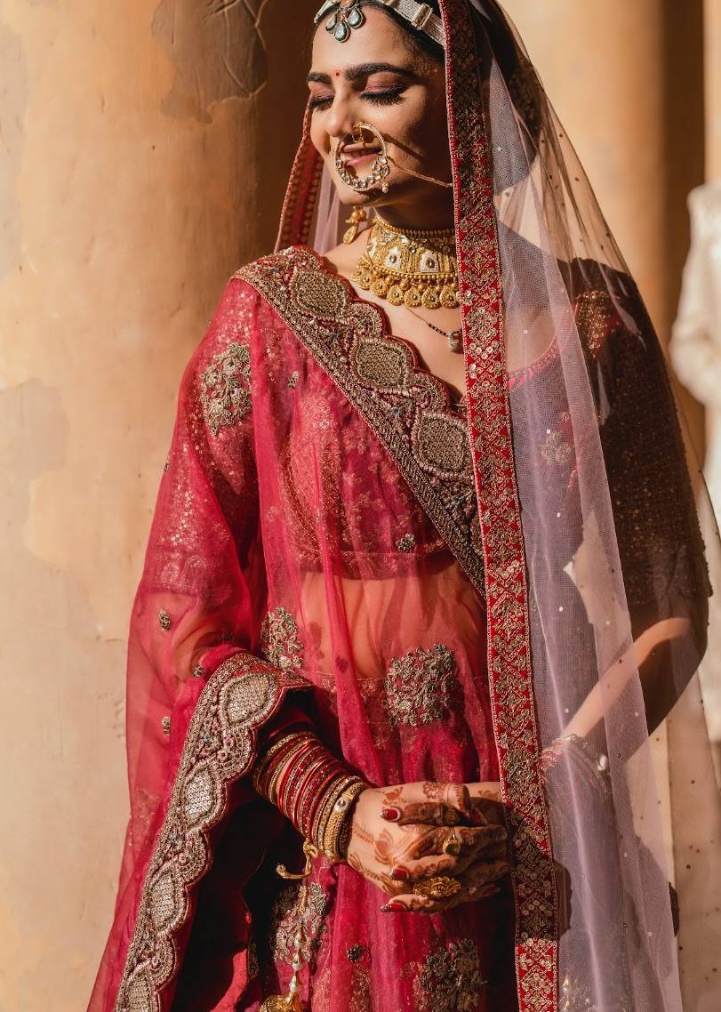 Maroon Bridal Lehenga Image - 4