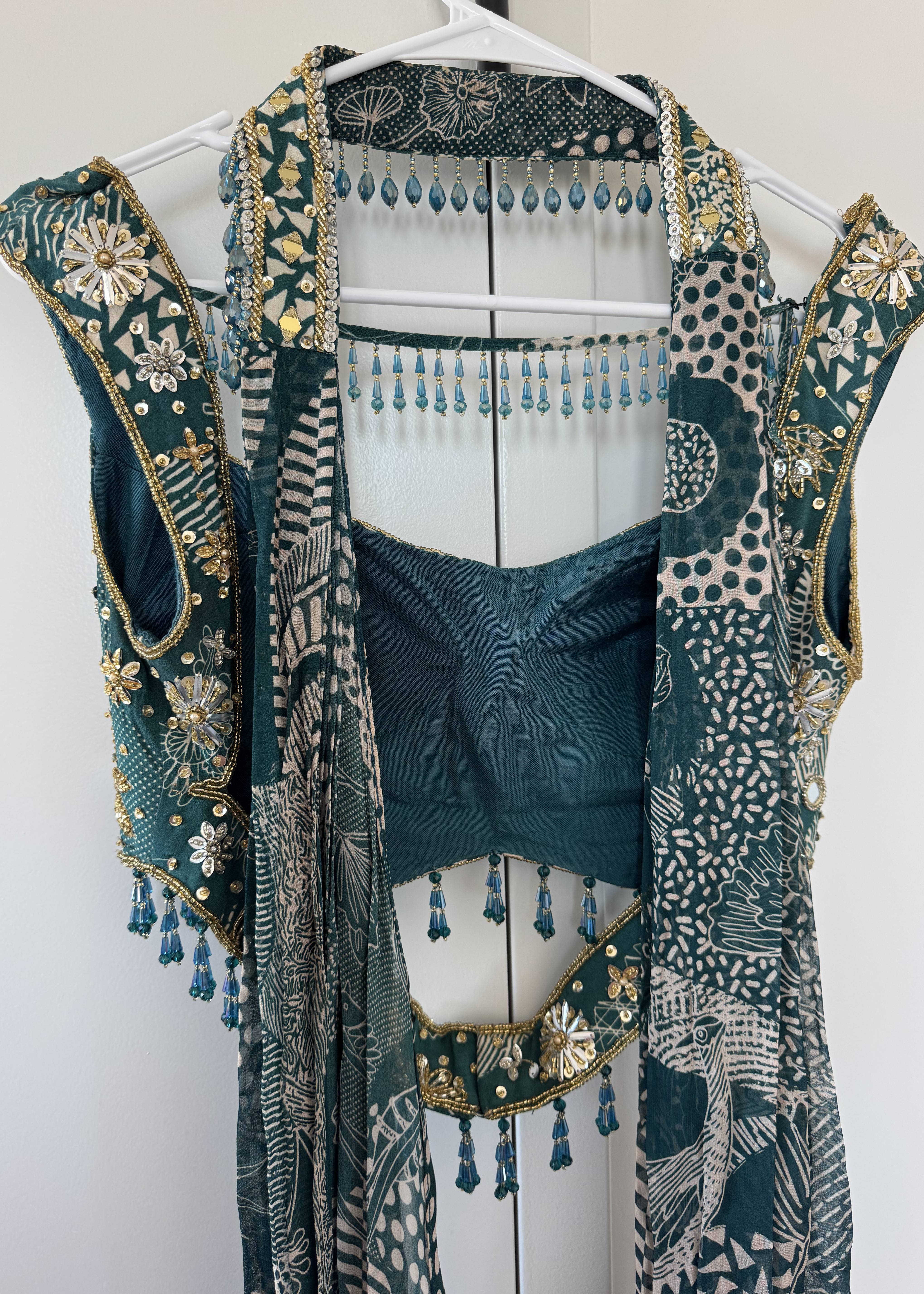 Teal Printed Lehenga Image - 4