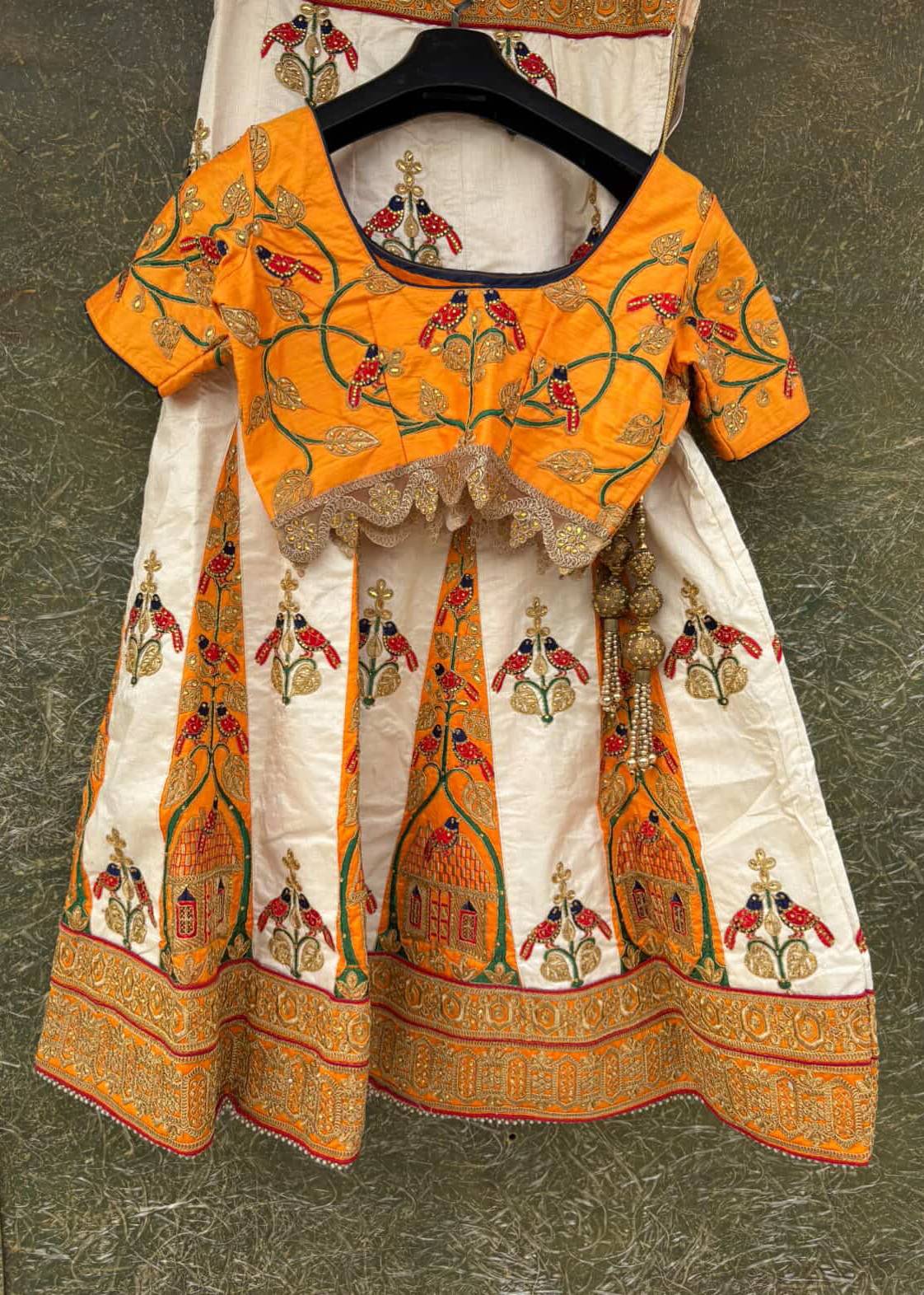 Yellow & Ivory Embroidered Lehenga  Image - 2