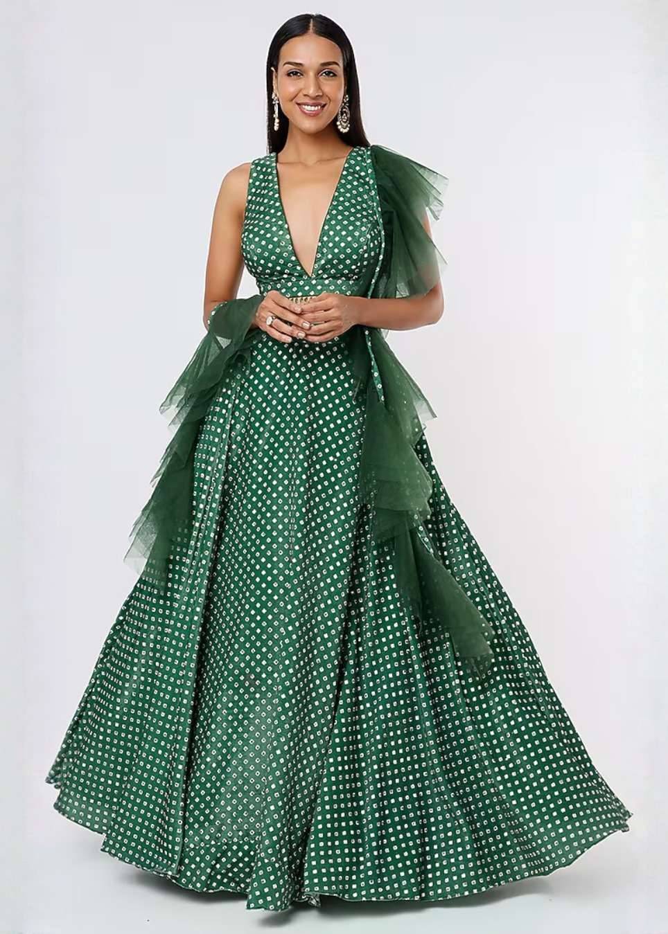 Emerald Green Printed Lehenga Set Image - 0