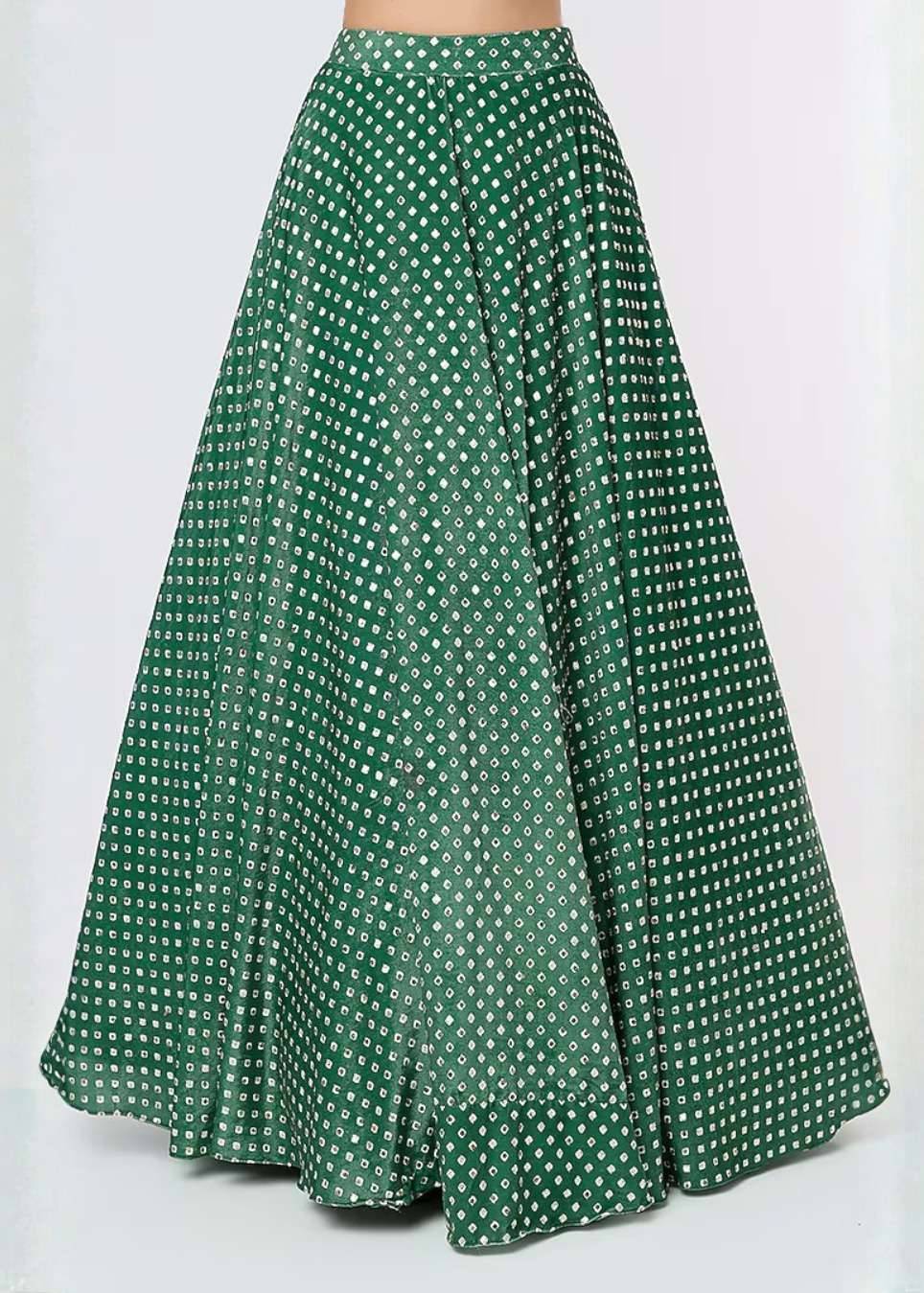 Emerald Green Printed Lehenga Set Image - 3