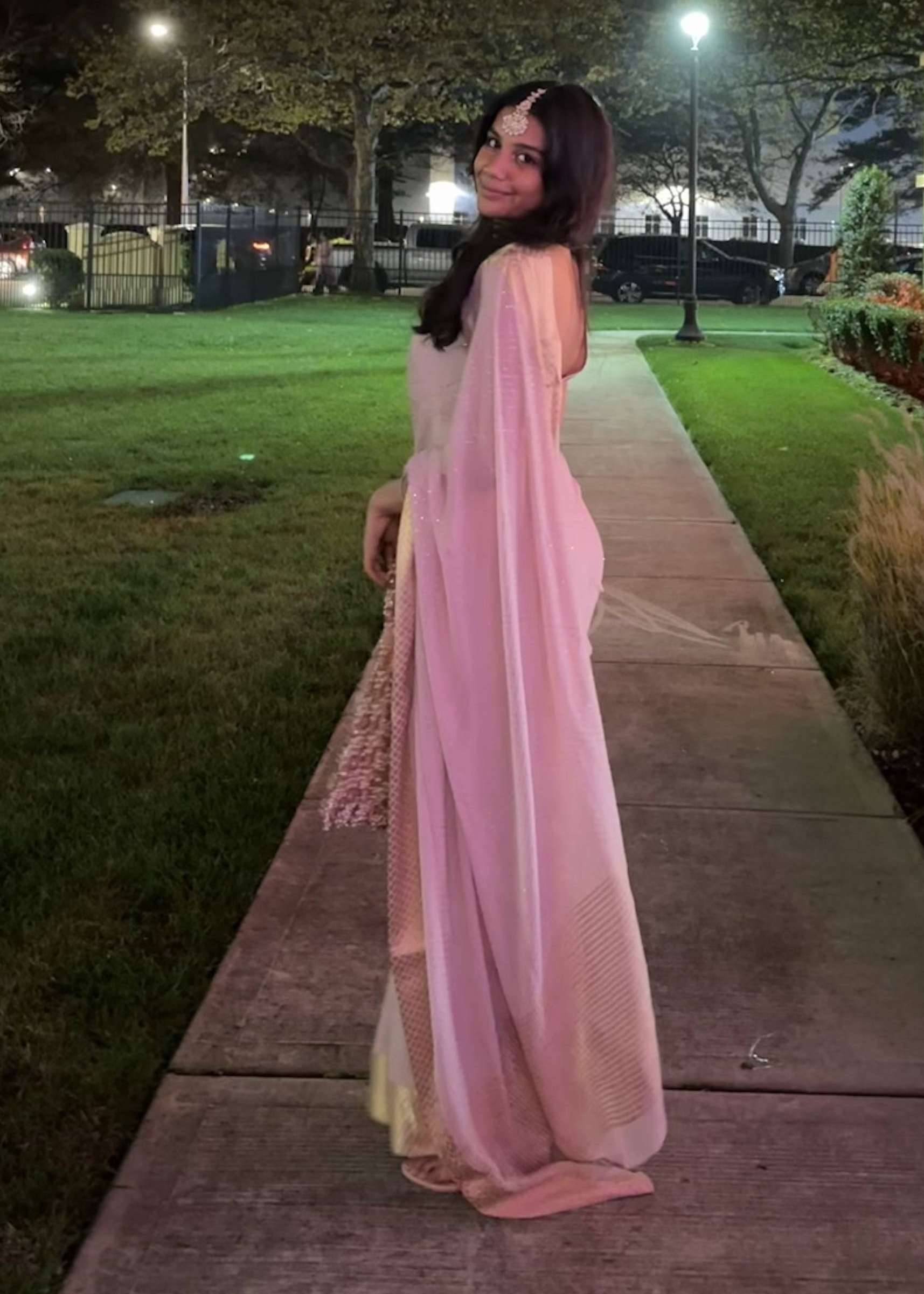 Pink Crystal Sari Image - 1