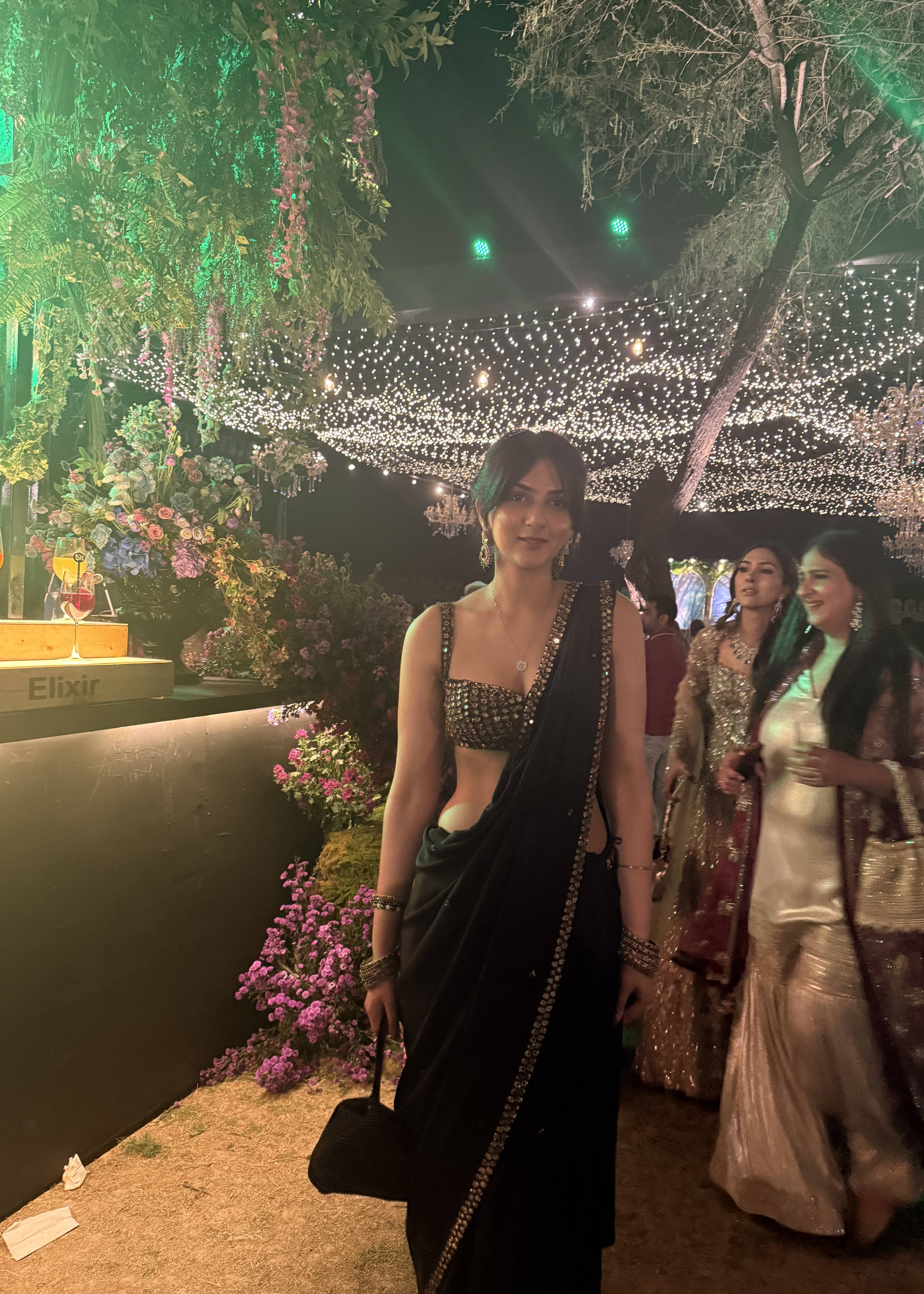 Black and Gold Mirrorwork Sari Image - 5
