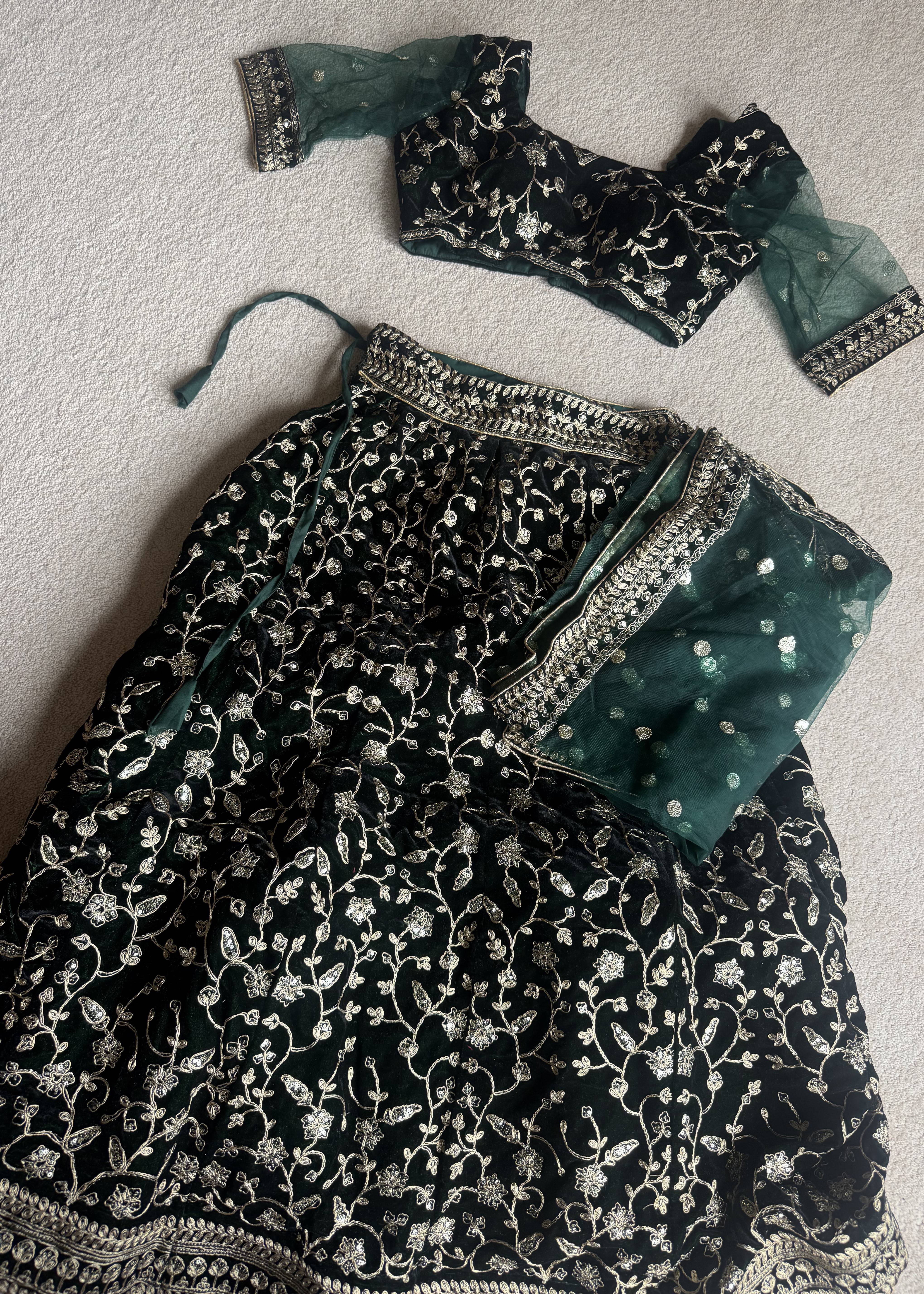 Dark Teal Lehenga Image - 1