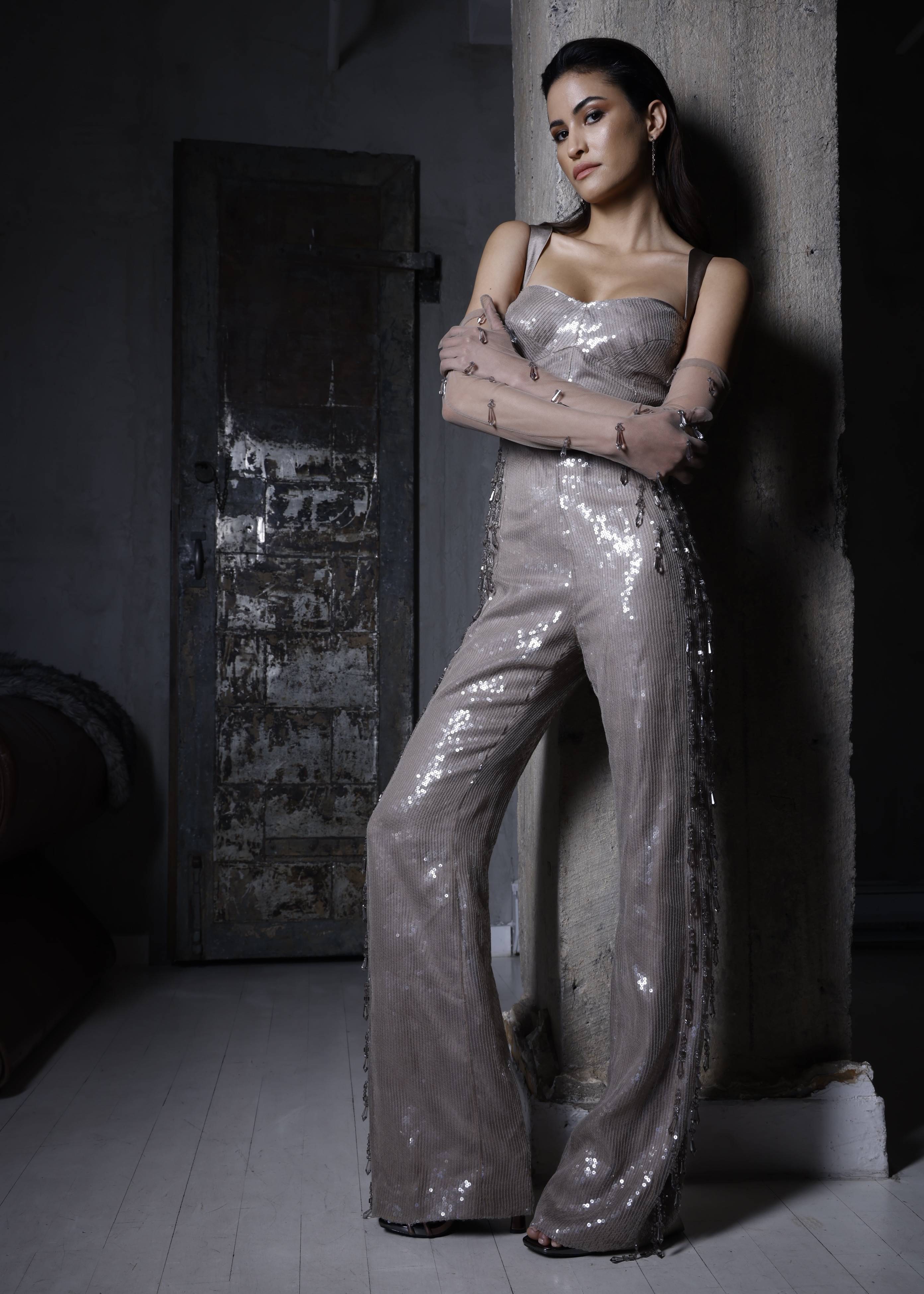 Teardrop Crystal Jumpsuit & Gloves Image - 2