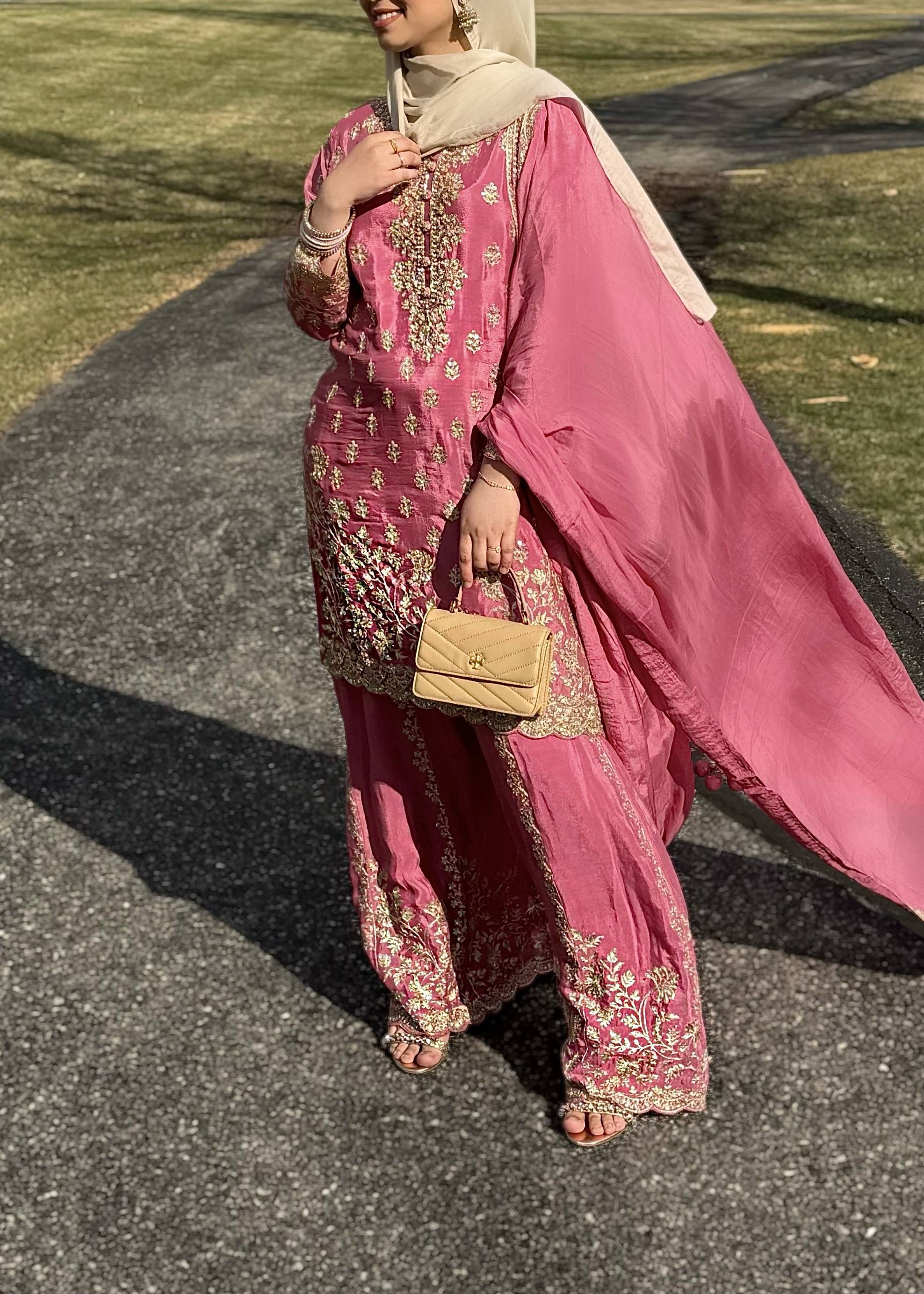 Pink Long-Sleeved Sharara Image - 0