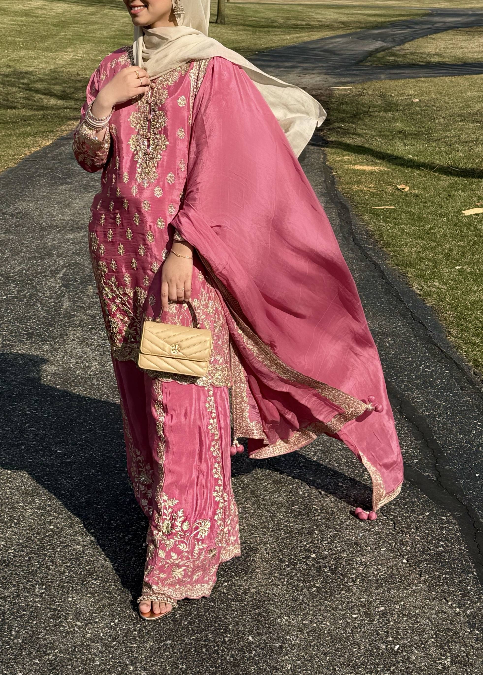 Pink Long-Sleeved Sharara Image - 1