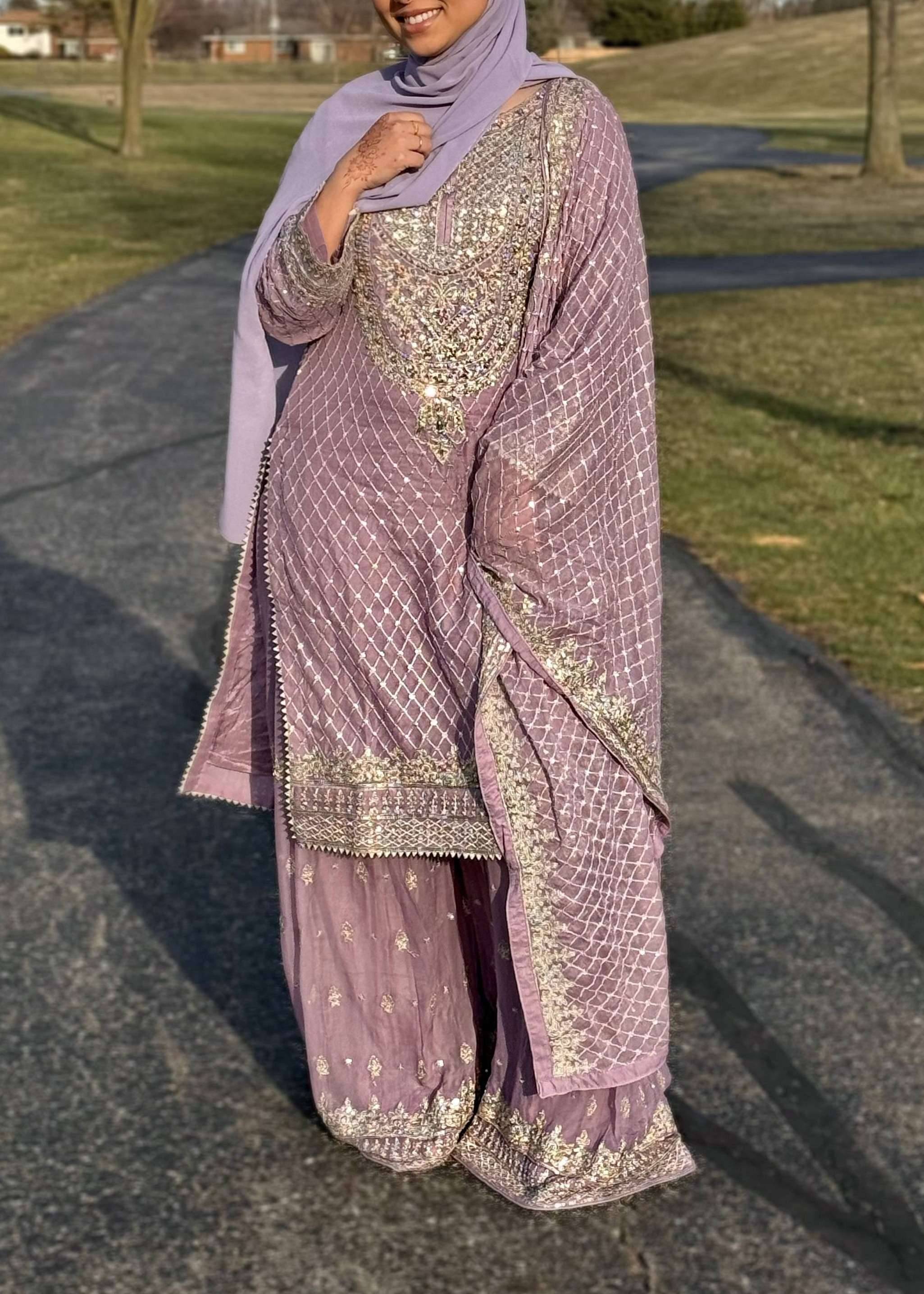 Lavender Sharara Set Image - 0