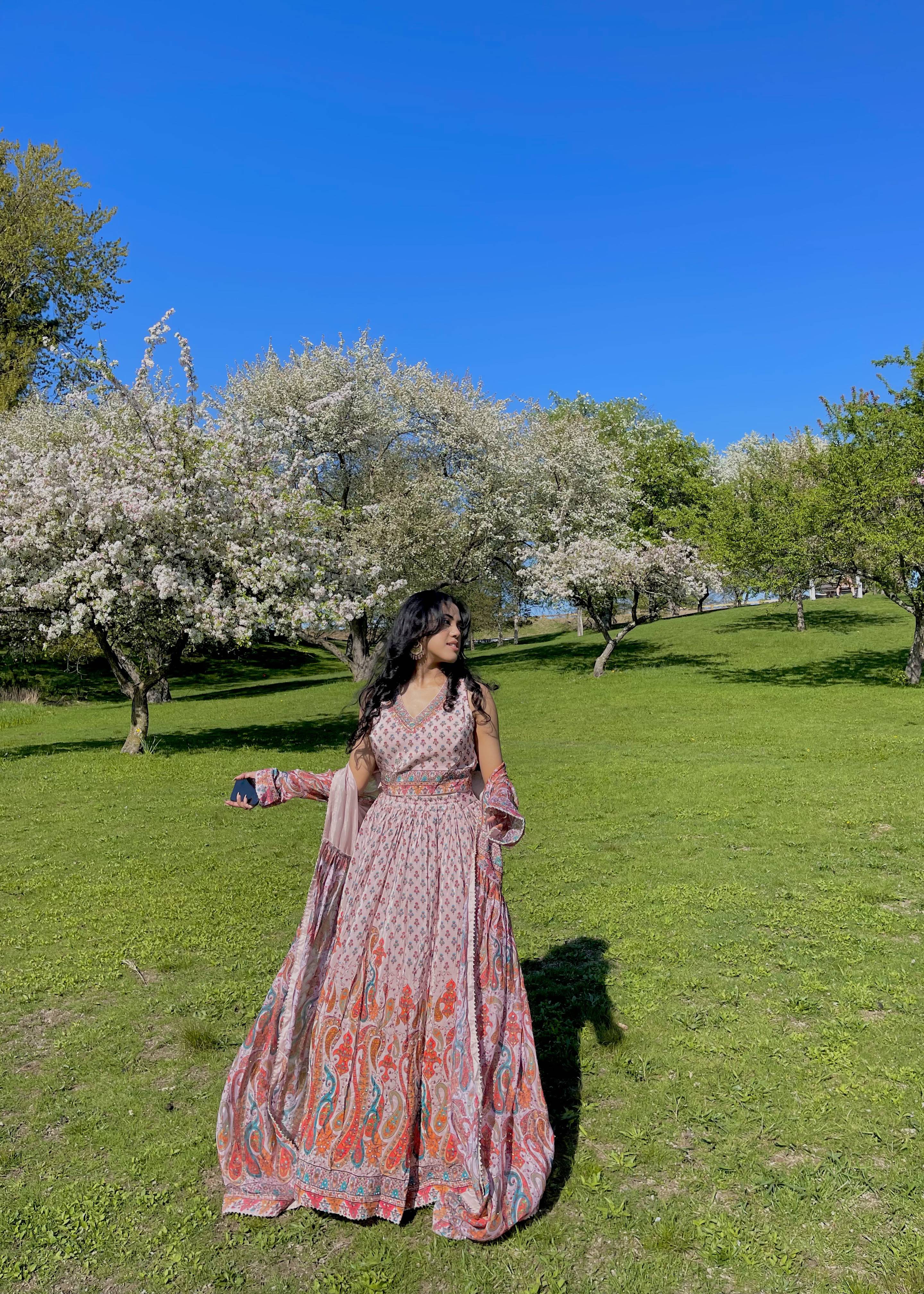 Pink Printed Lehenga Set Image - 2