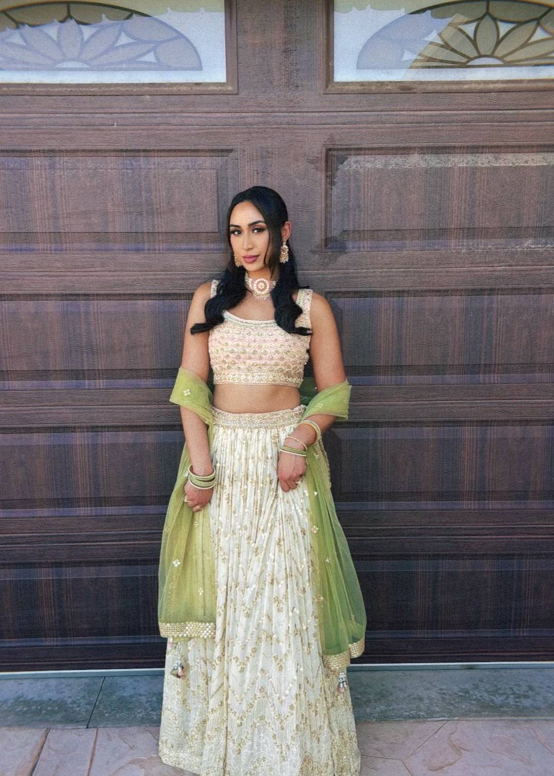 Ivory and Sage Lehenga Image - 2