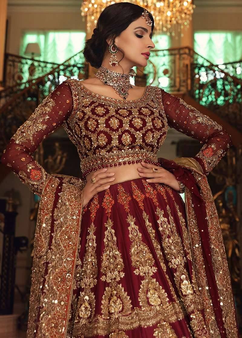 Maroon Bridal Anarkali Image - 3