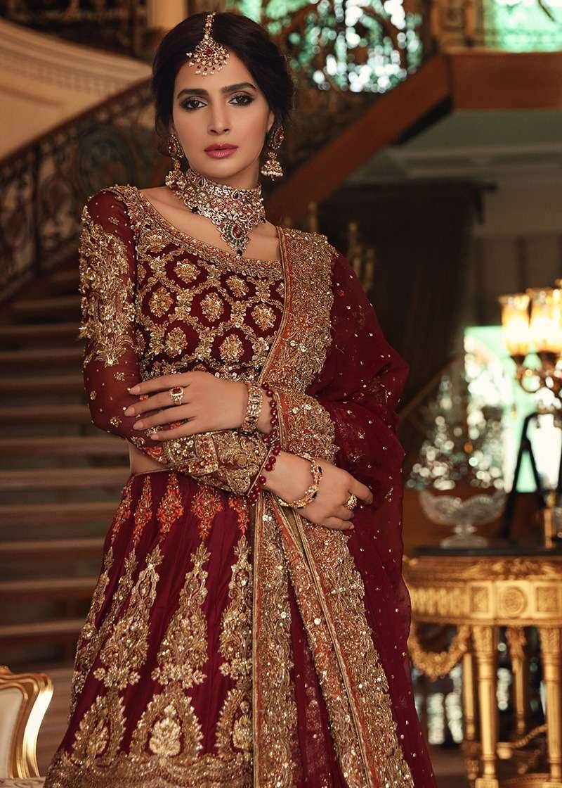 Maroon Bridal Anarkali Image - 4