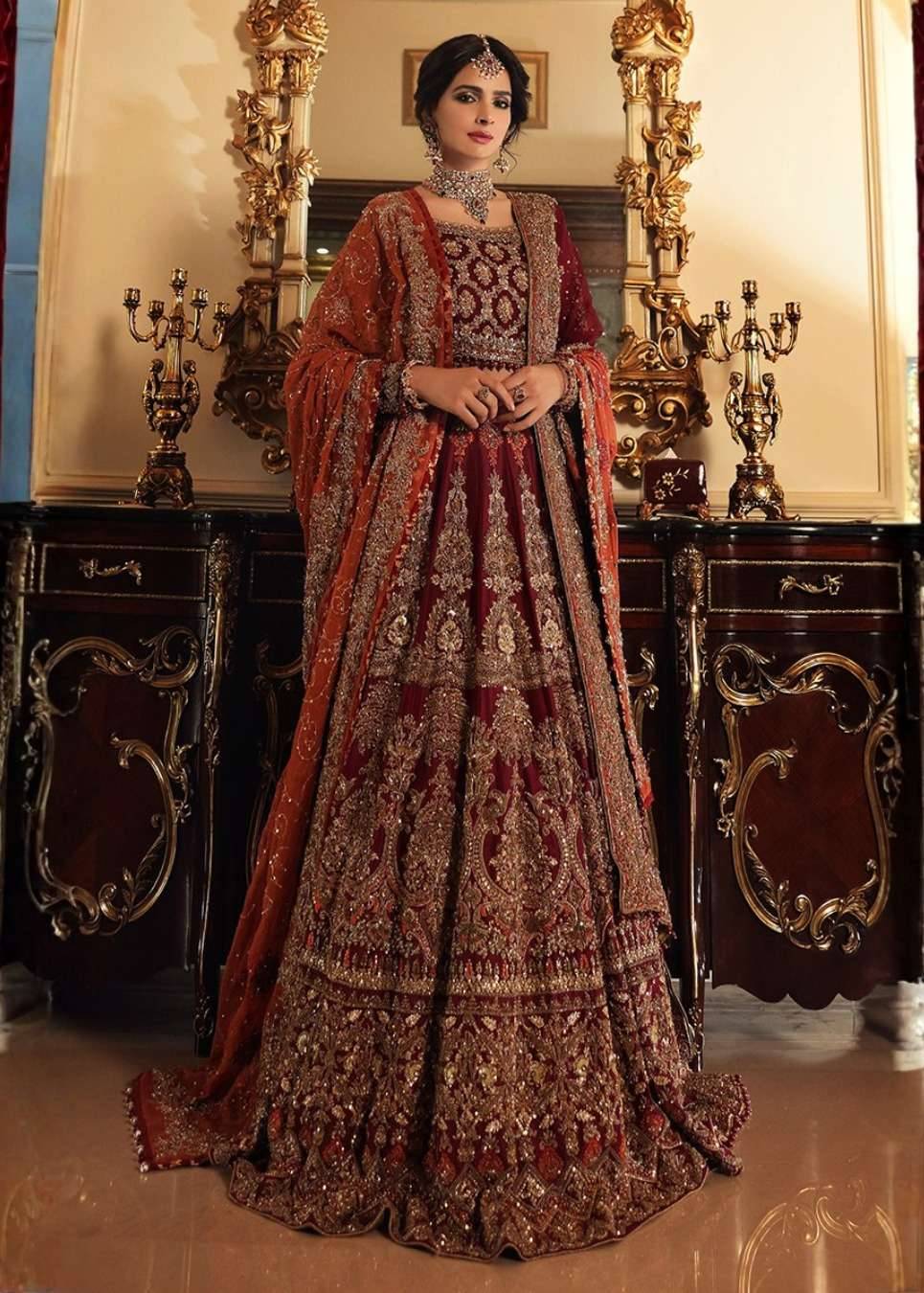 Maroon Bridal Anarkali Image - 0
