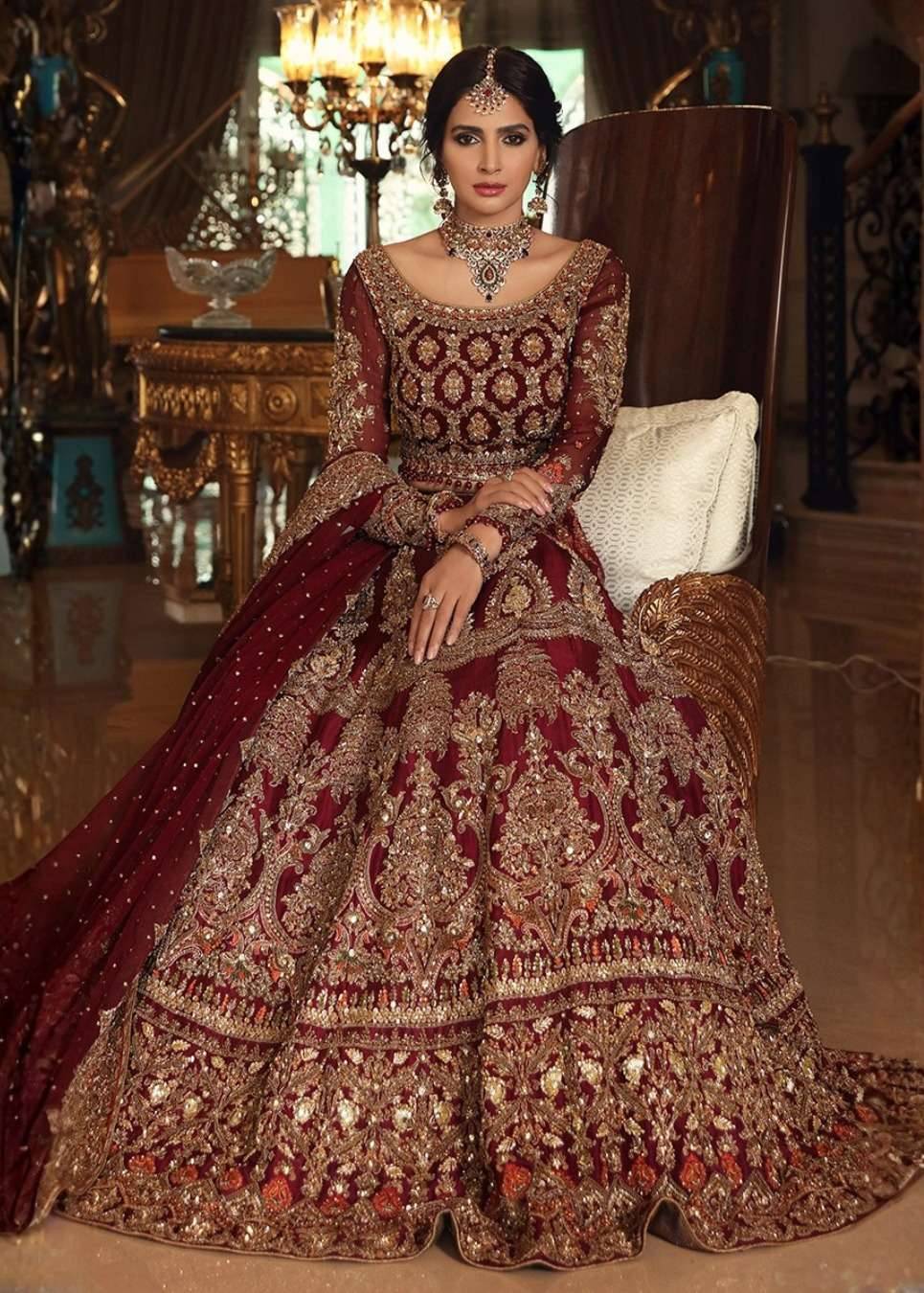 Maroon Bridal Anarkali Image - 1