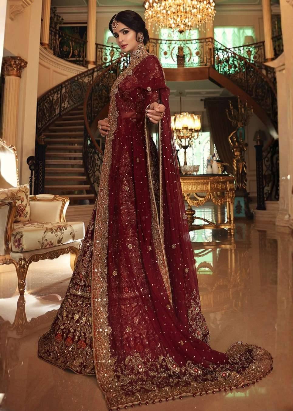 Maroon Bridal Anarkali Image - 2