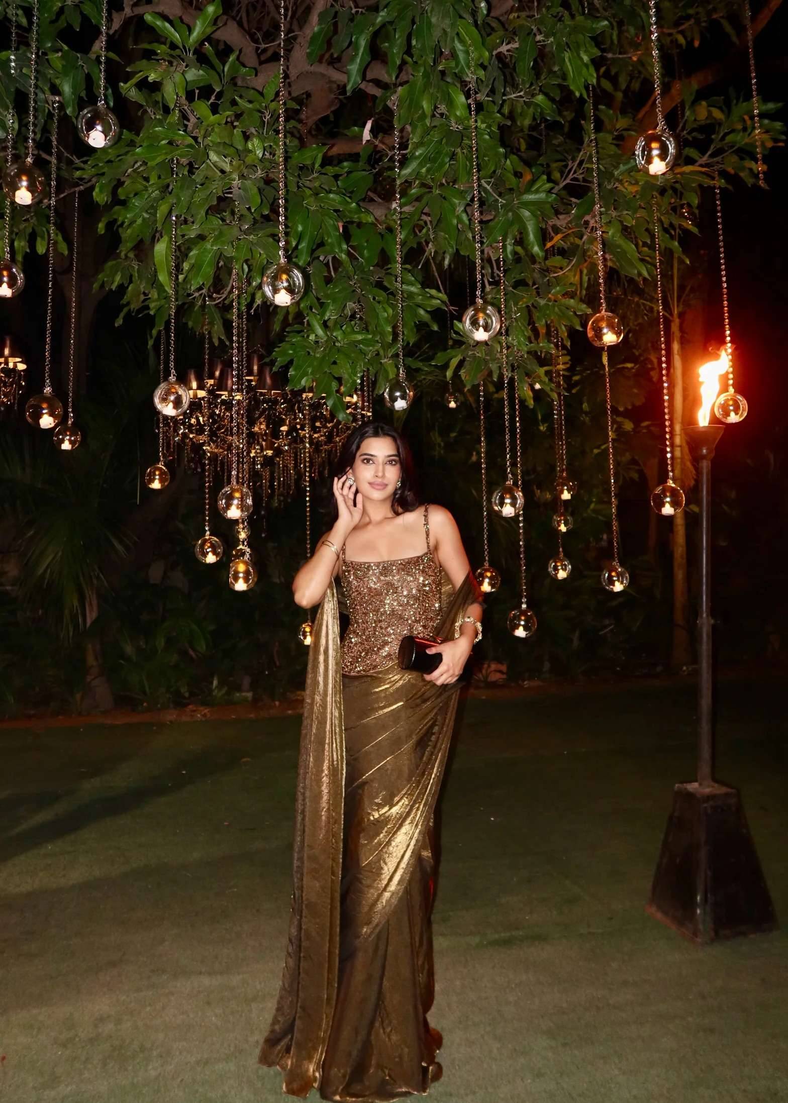 Bronze Pre-Draped Sari Image - 4