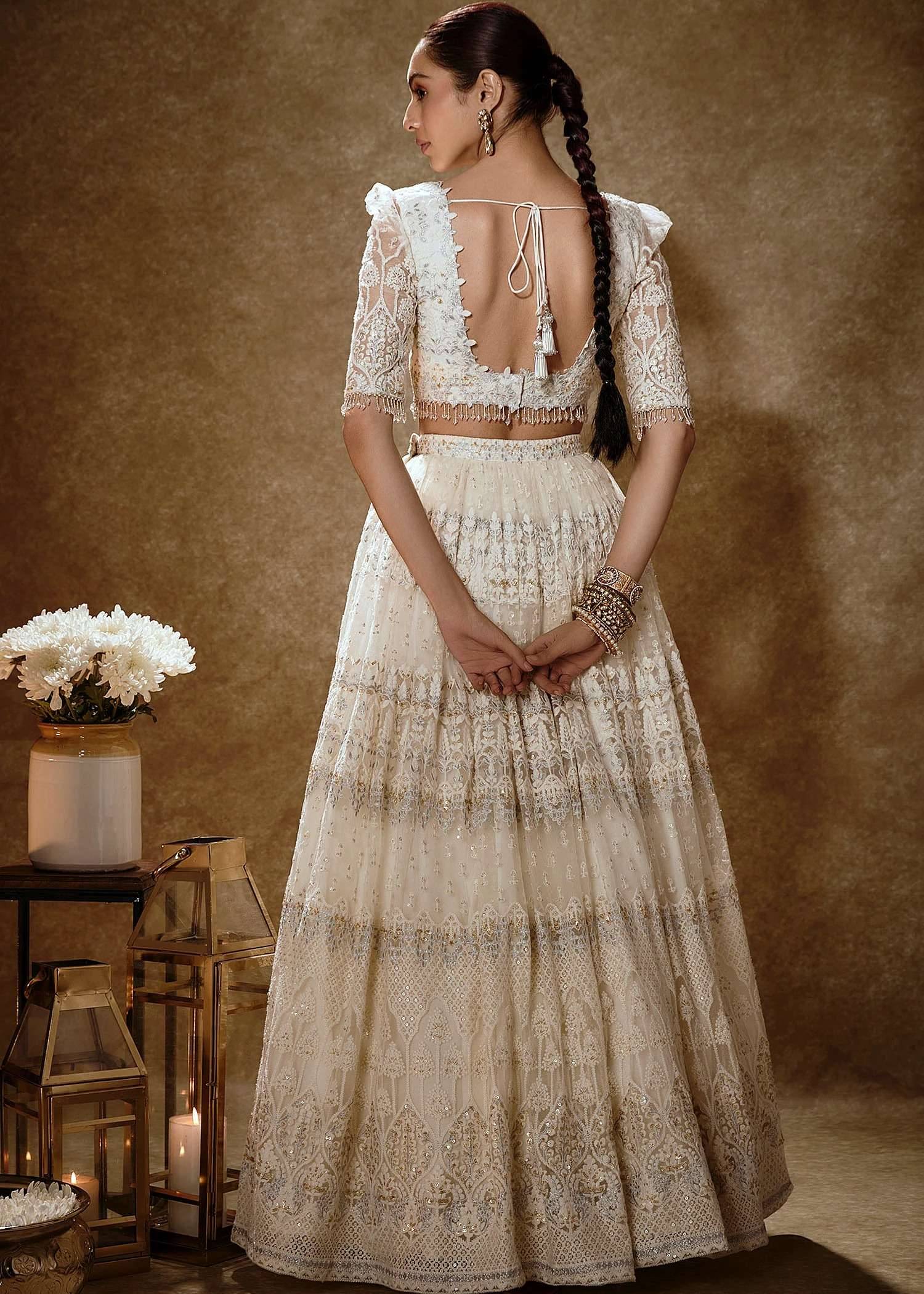 Ivory Embroidered Lehenga Image - 1