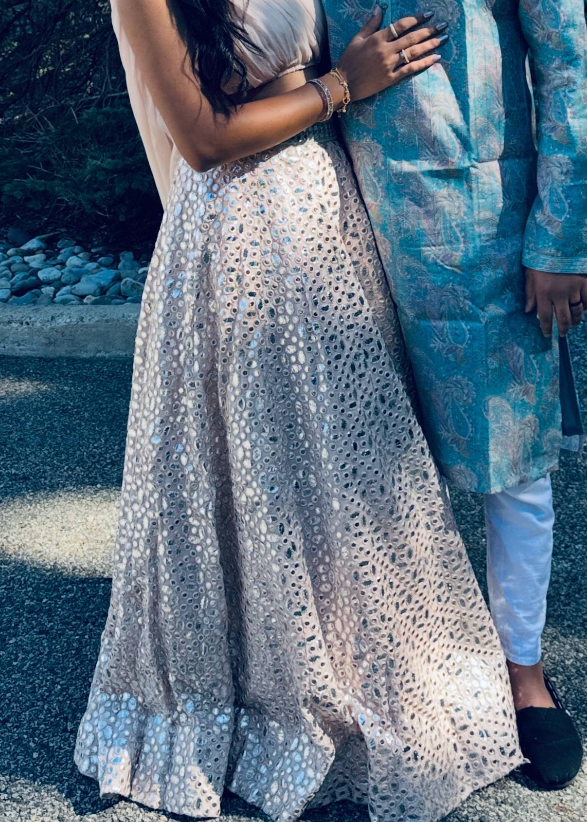Light Pink One-Shoulder Lehenga Image - 1