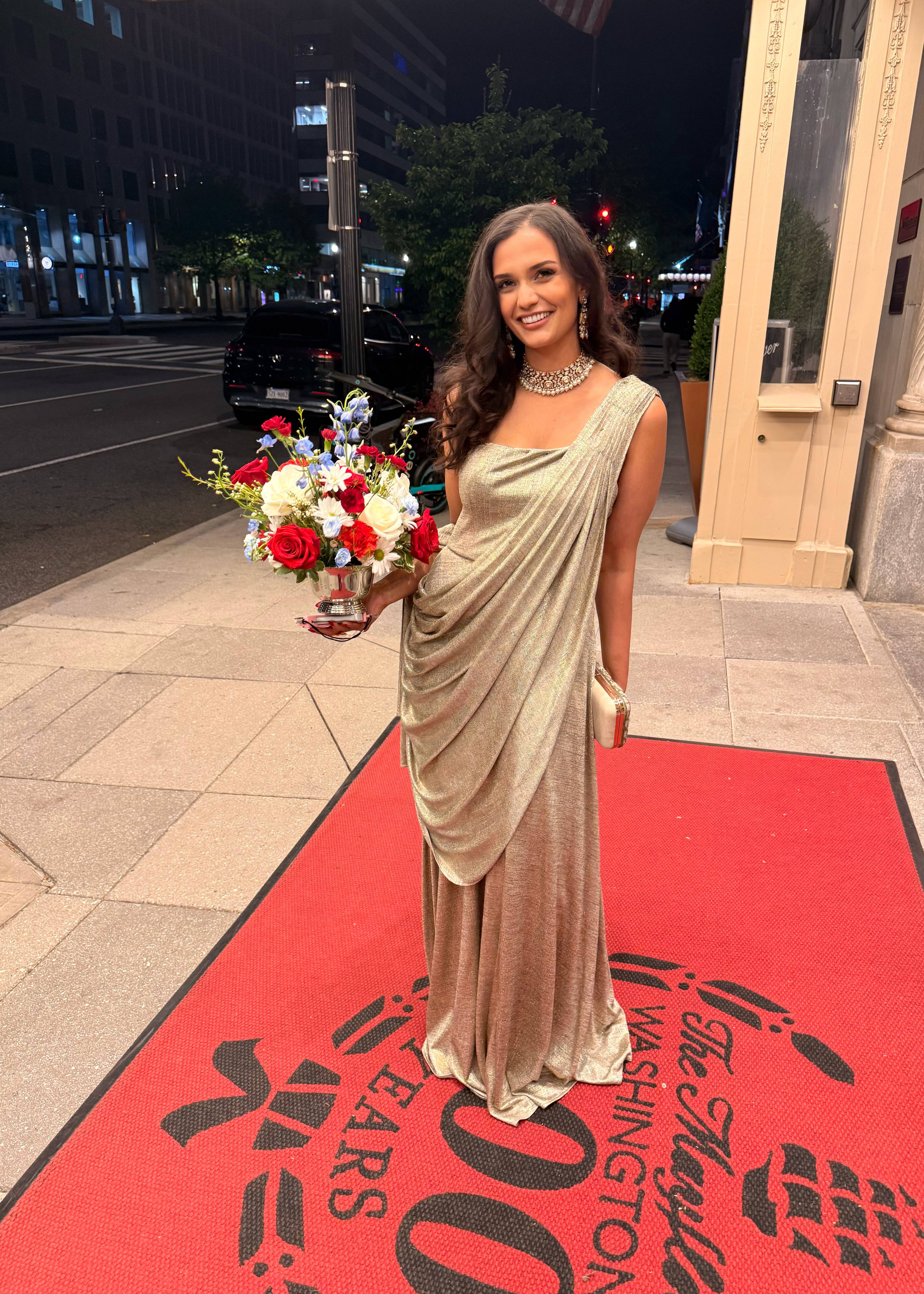 Metallic Pre-Draped Sari Image - 1