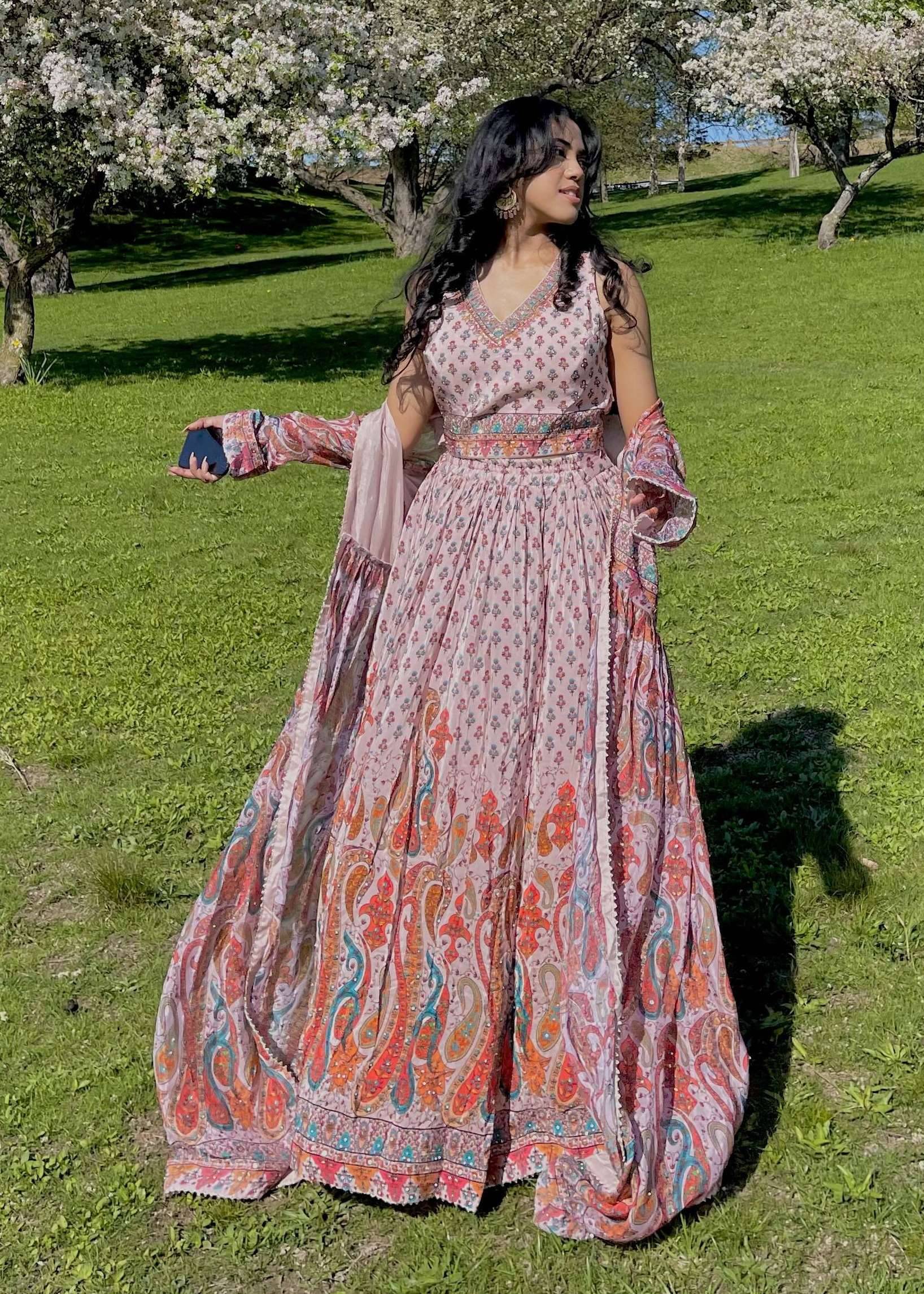Pink Printed Lehenga Set Image - 0