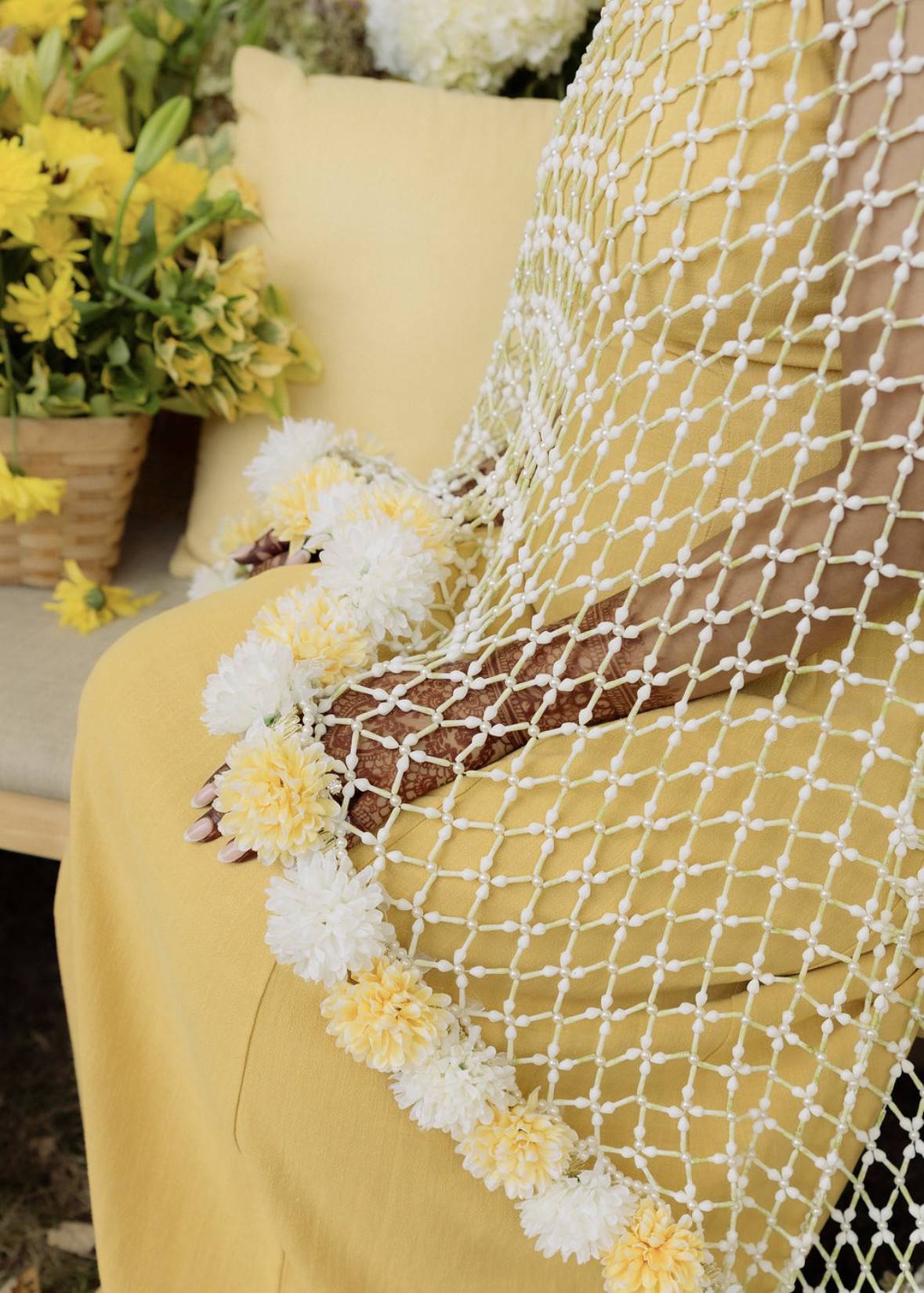 Floral Dupatta for Haldi Image - 2