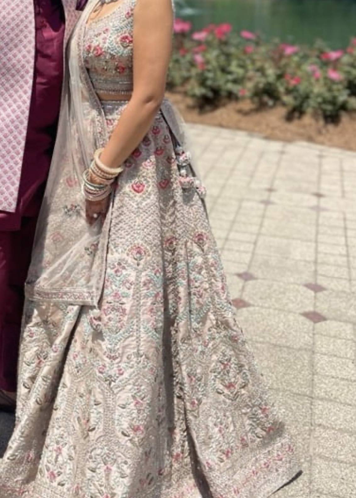Blush Pink Floral Lehenga Image - 0
