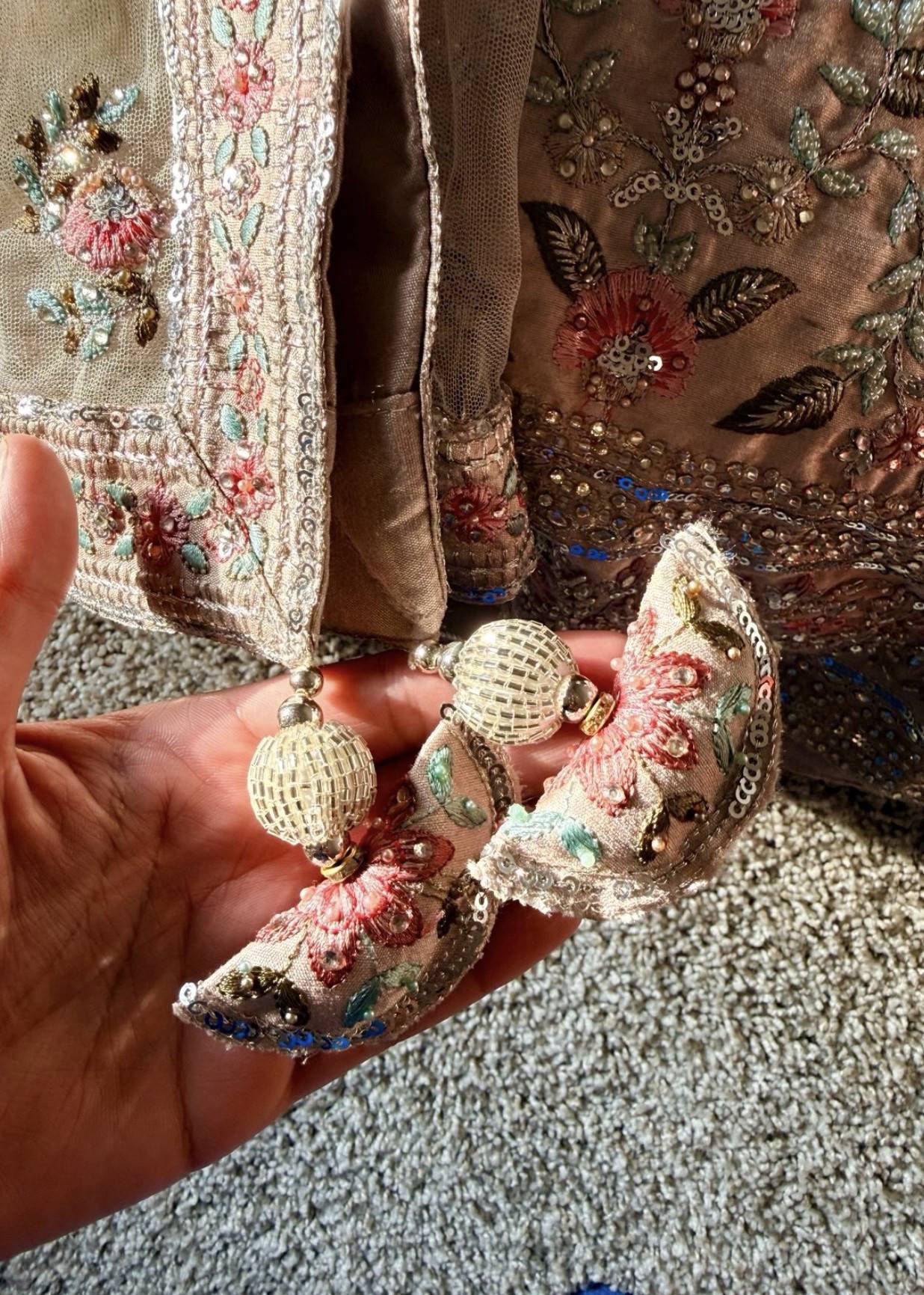 Blush Pink Floral Lehenga Image - 6
