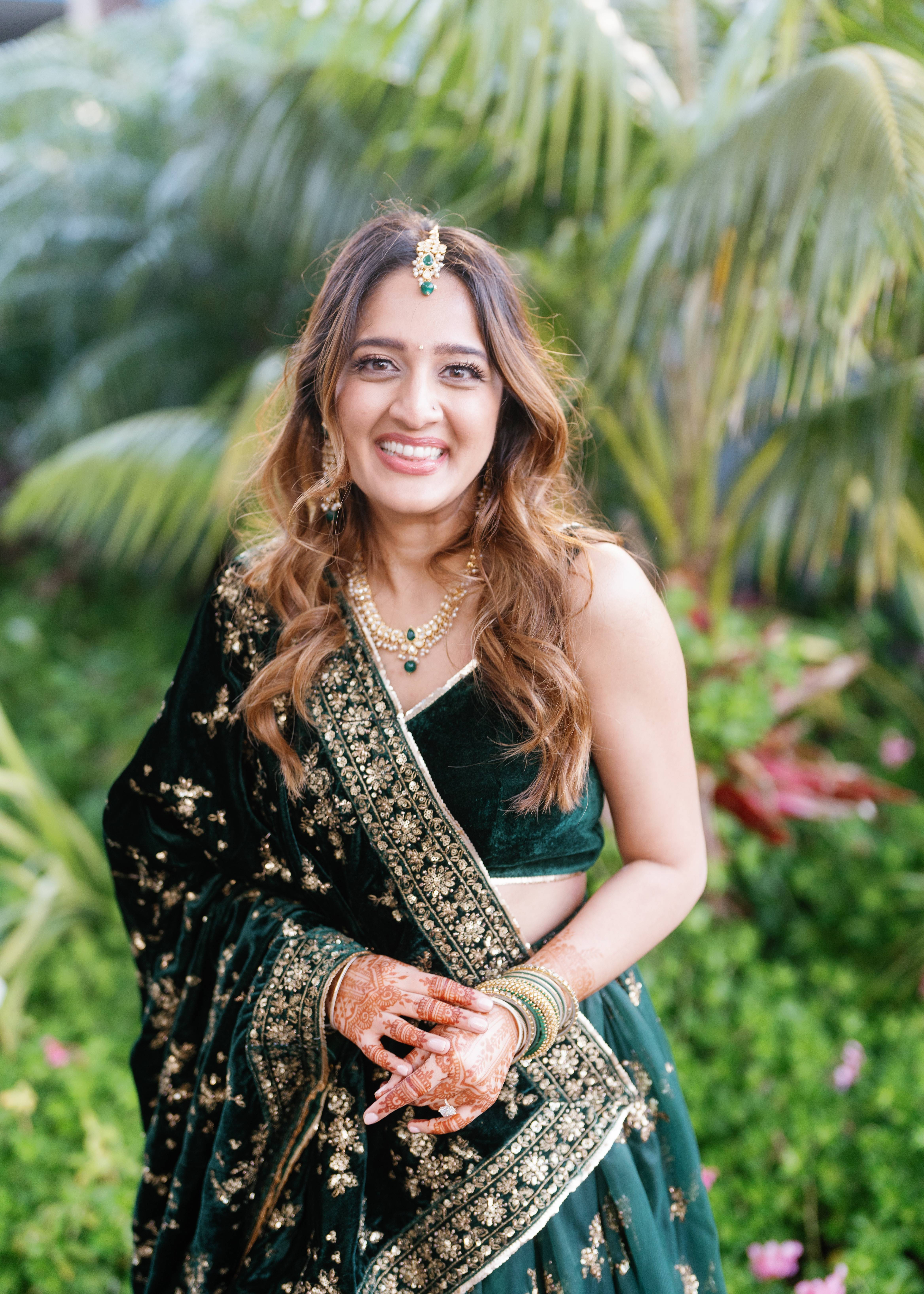 Dark Green and Gold Lehenga Image - 5
