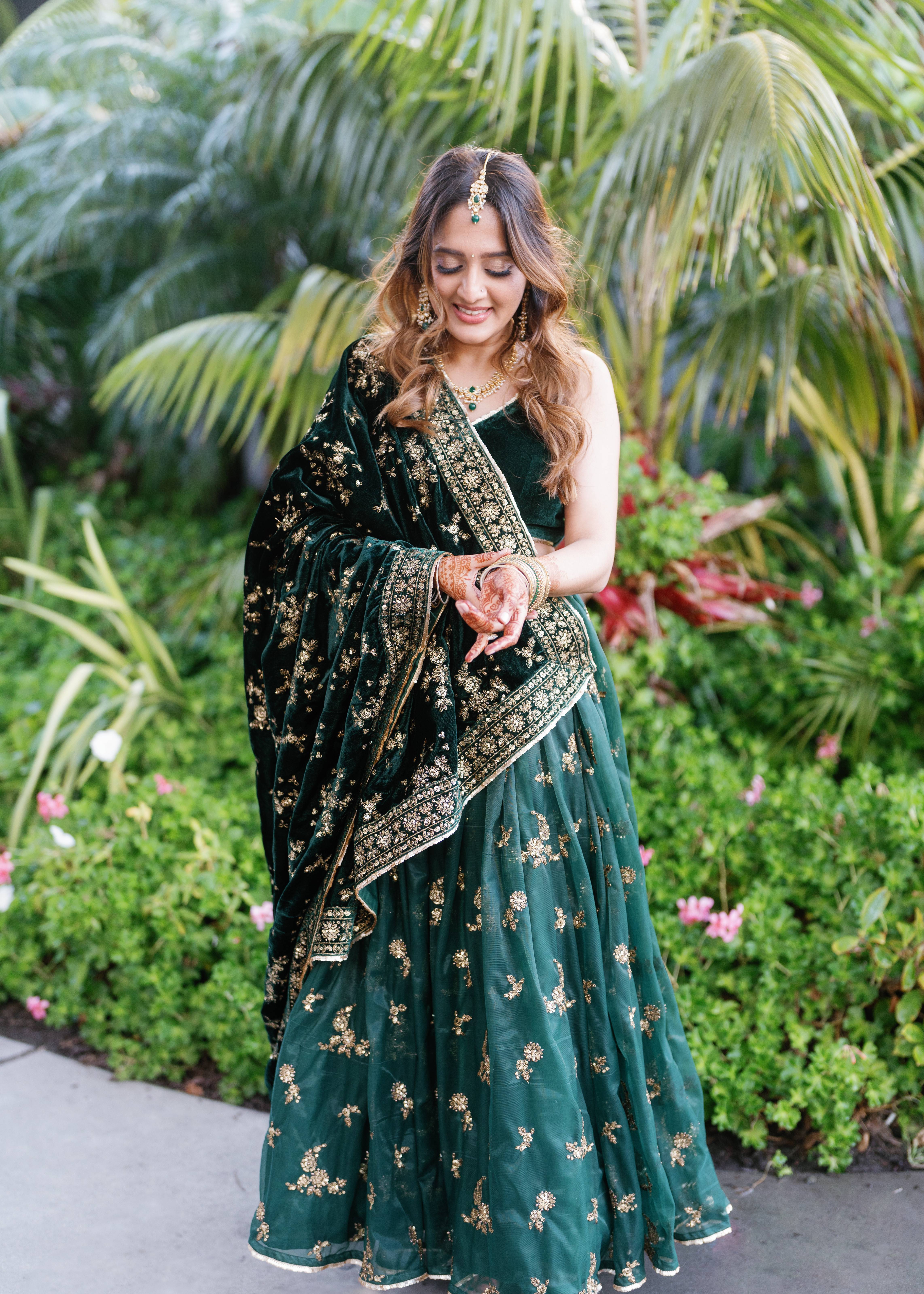 Dark Green and Gold Lehenga Image - 0