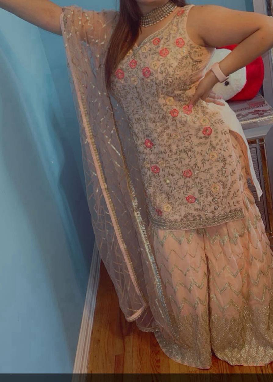 Light Pink Floral Gharara Image - 0