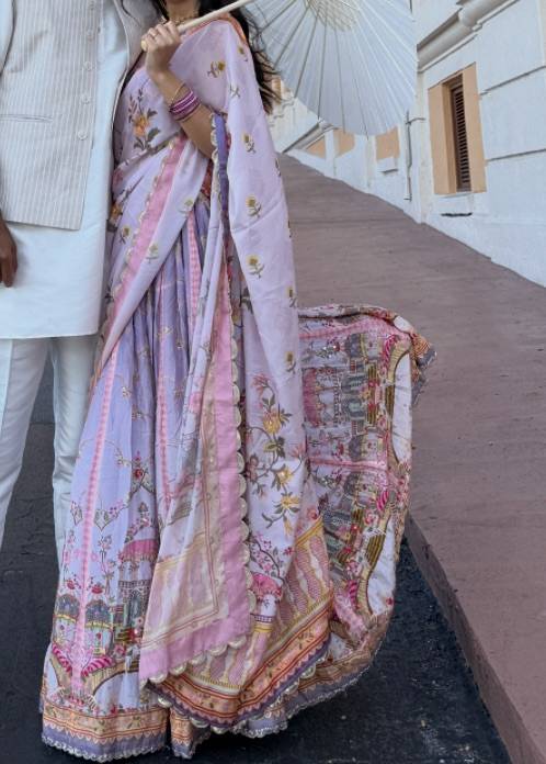 Pastel Purple Printed Lehenga Image - 1