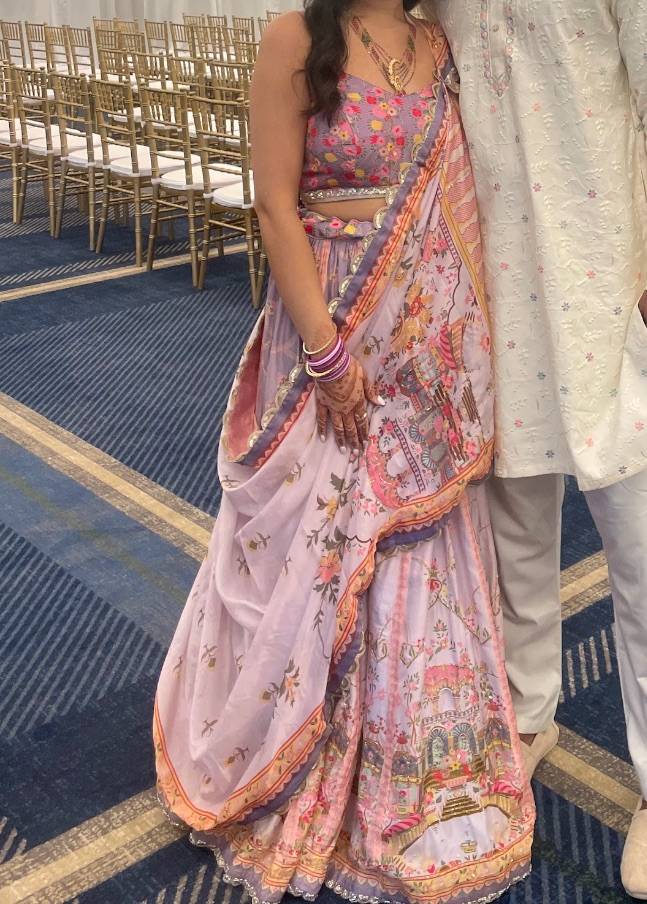 Pastel Purple Printed Lehenga Image - 0