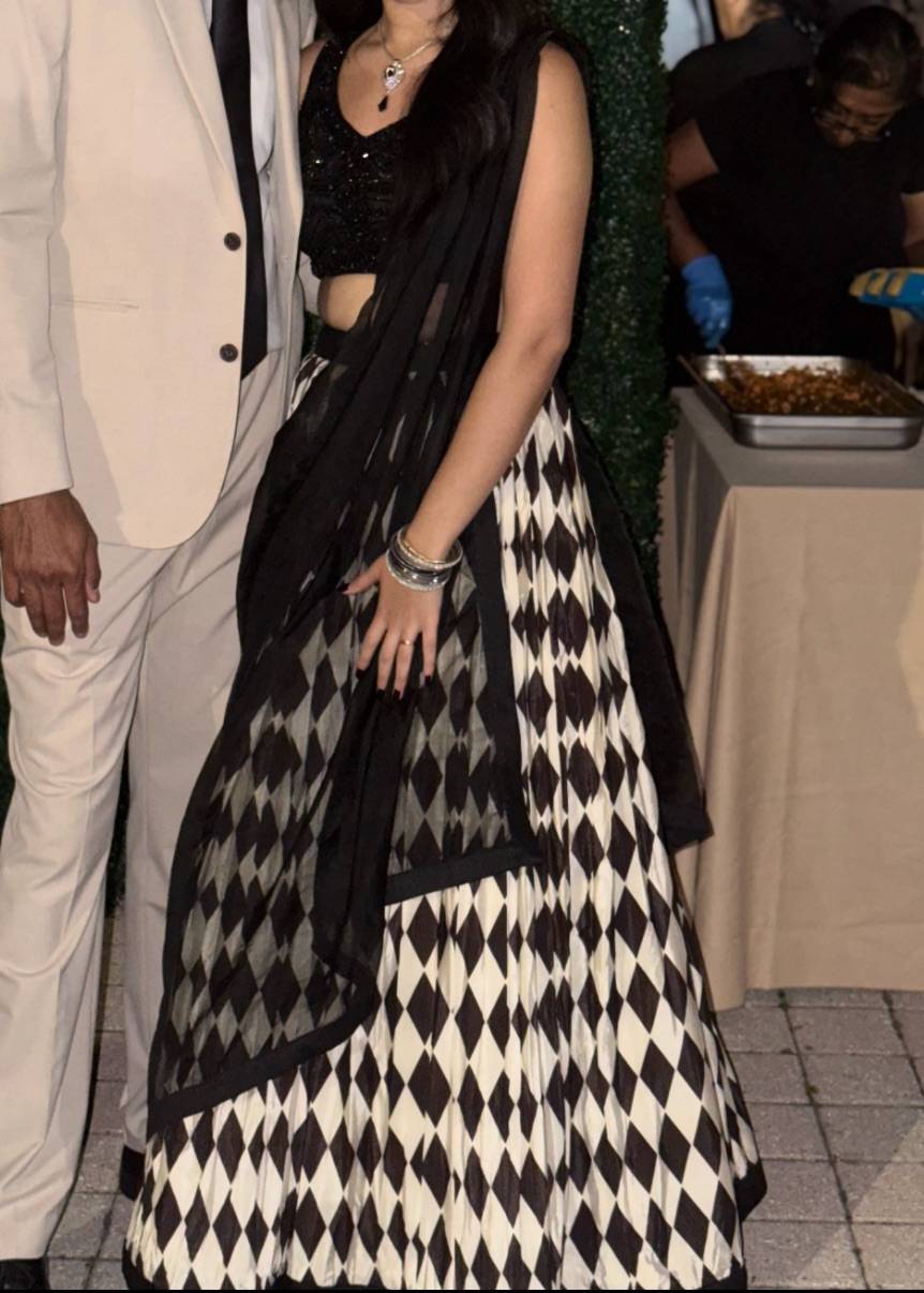 Black and White Checkered Lehenga Image - 1