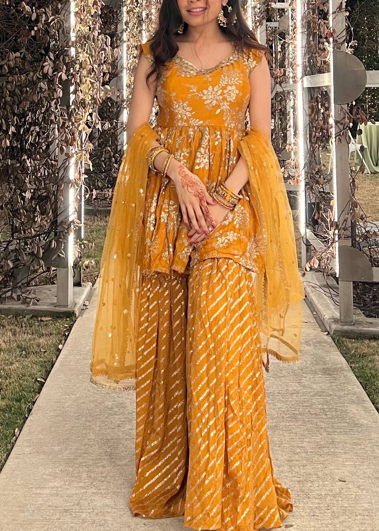 Marigold Peplum Sharara Set Image - 1