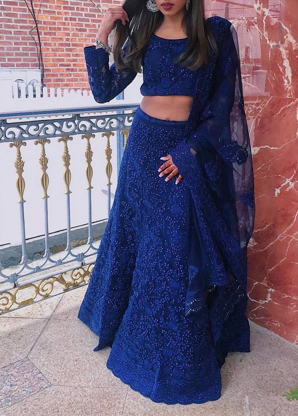 Royal Blue Lehenga Image - 1
