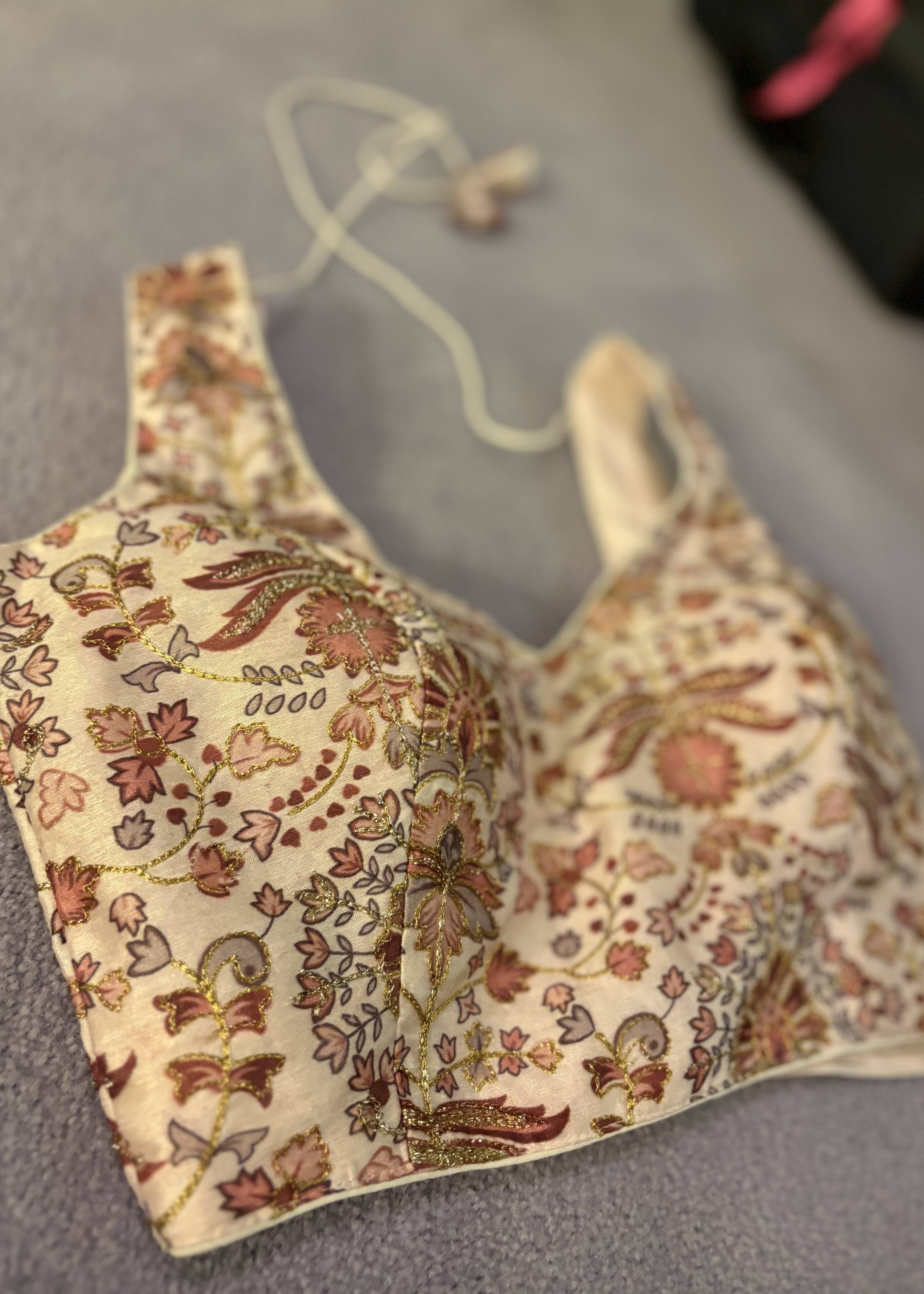 Beige Floral Blouse Image - 3