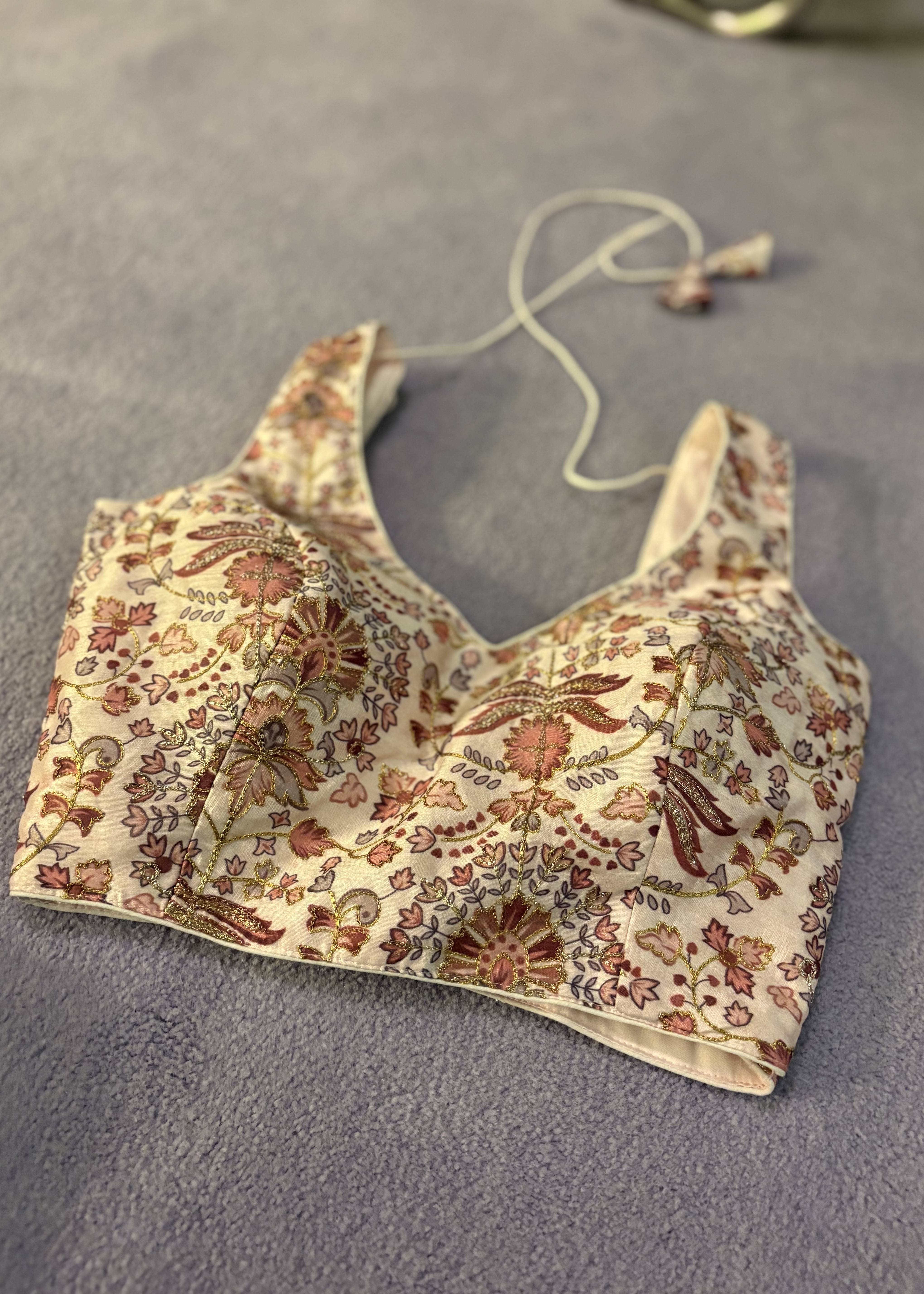 Beige Floral Blouse Image - 2