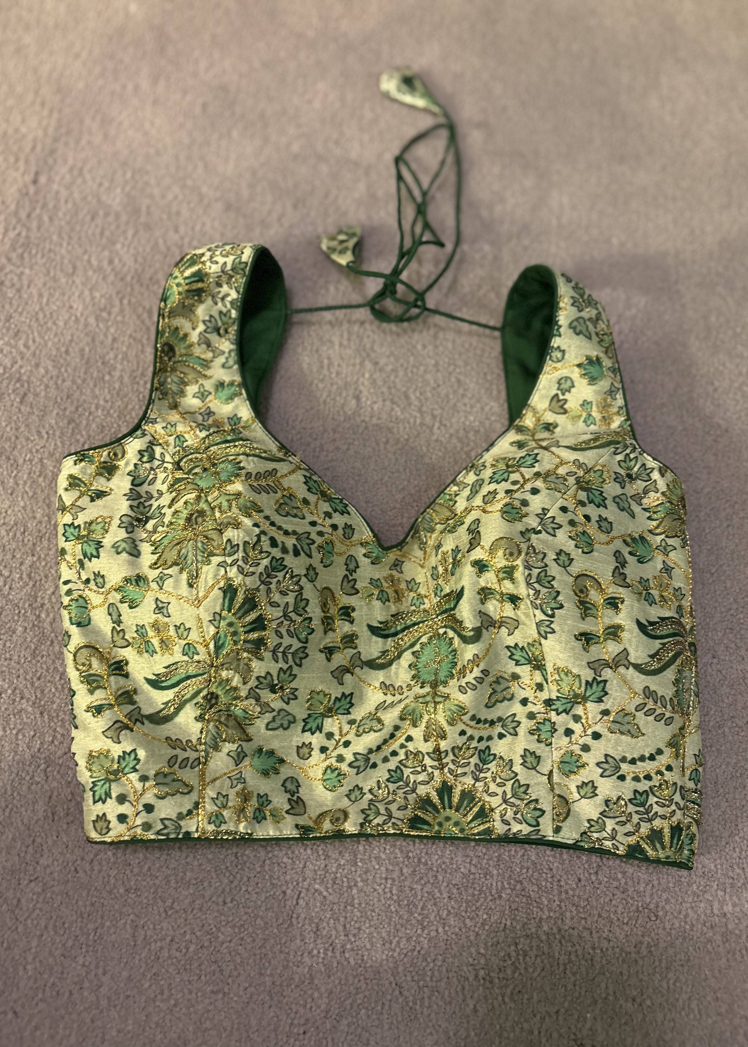 Green Floral Blouse Image - 0