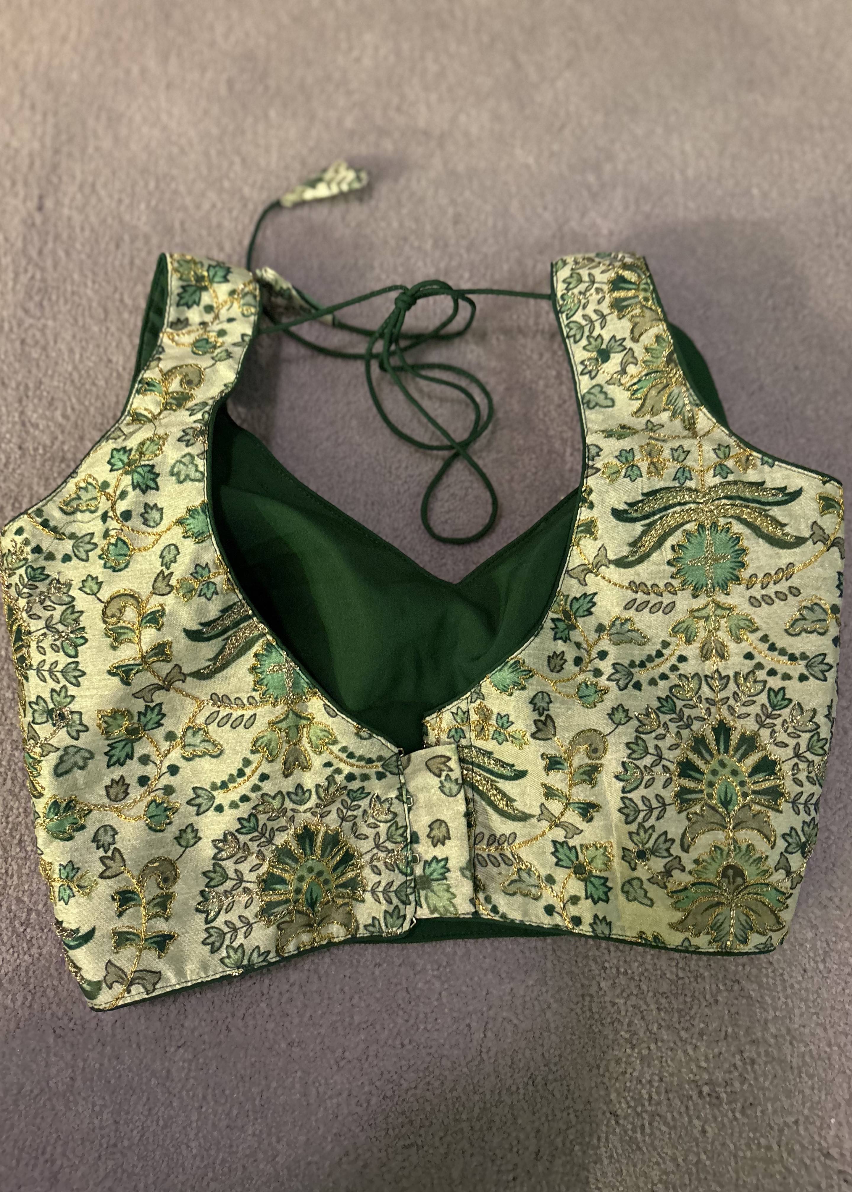 Green Floral Blouse Image - 1