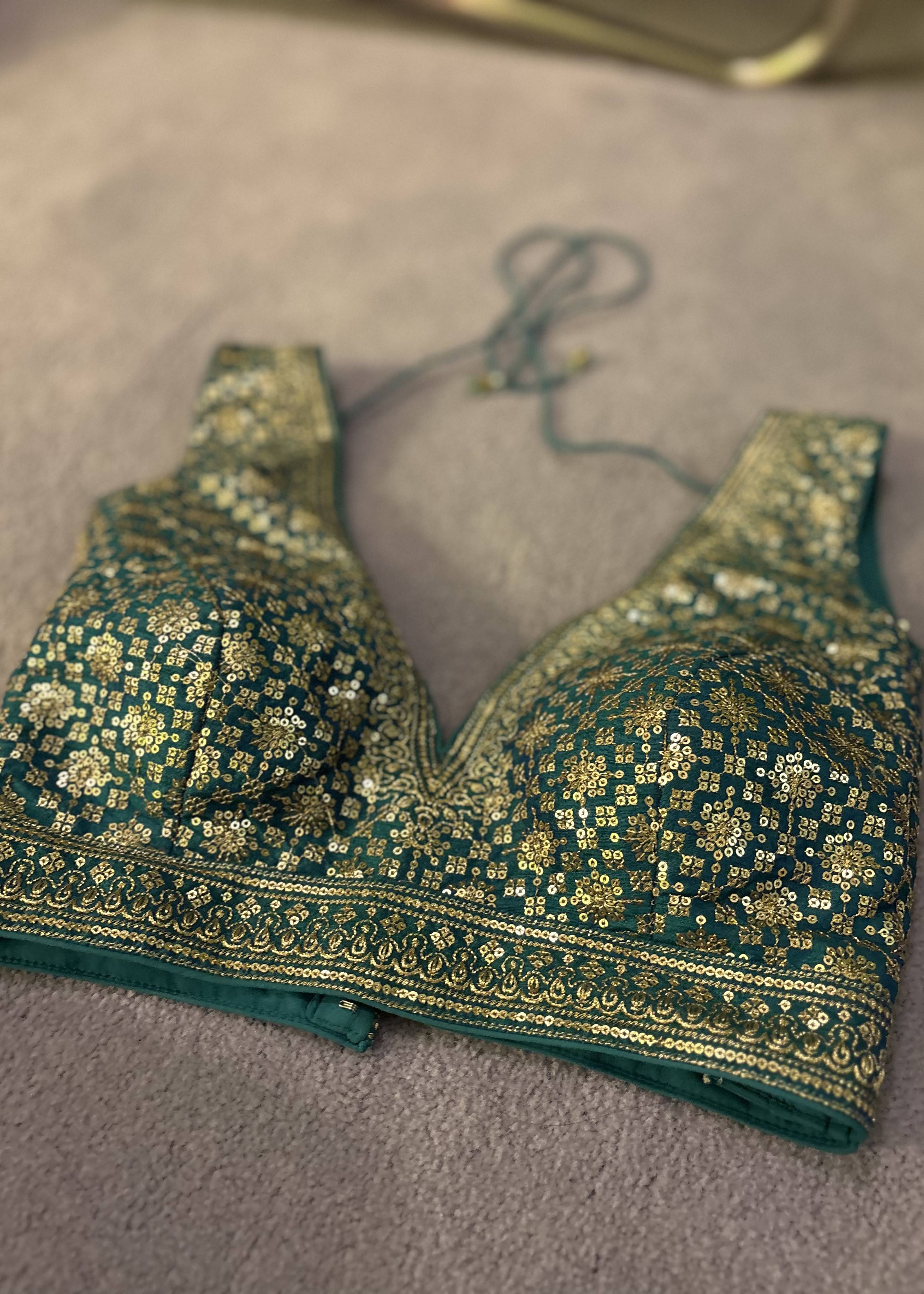 Green and Gold Blouse Image - 2