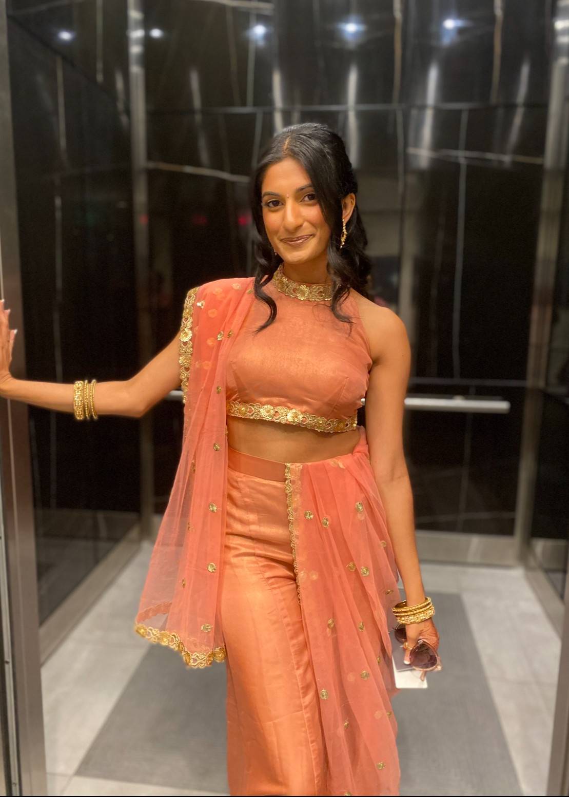 Peach Dhoti Set Image - 1