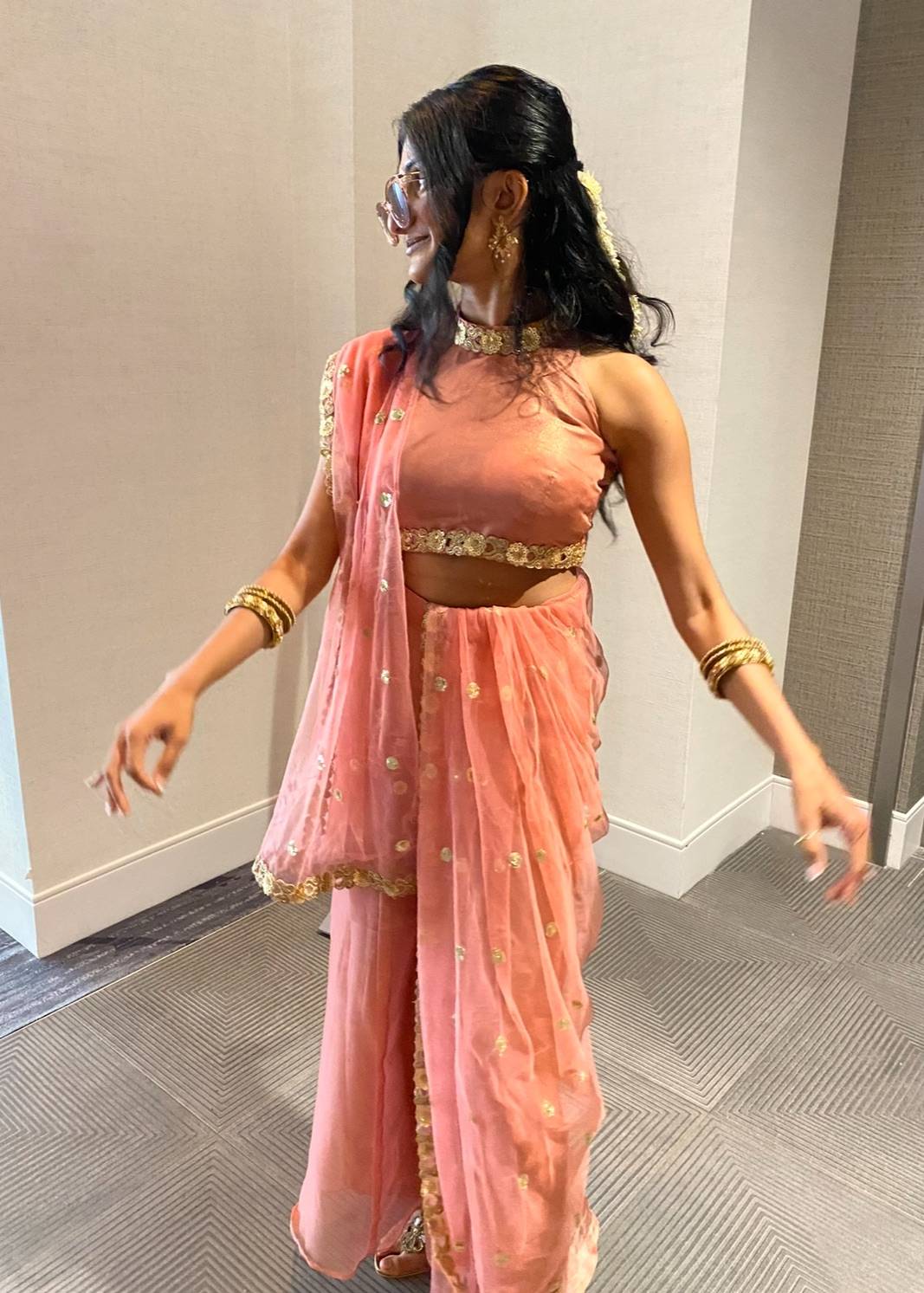 Peach Dhoti Set Image - 0