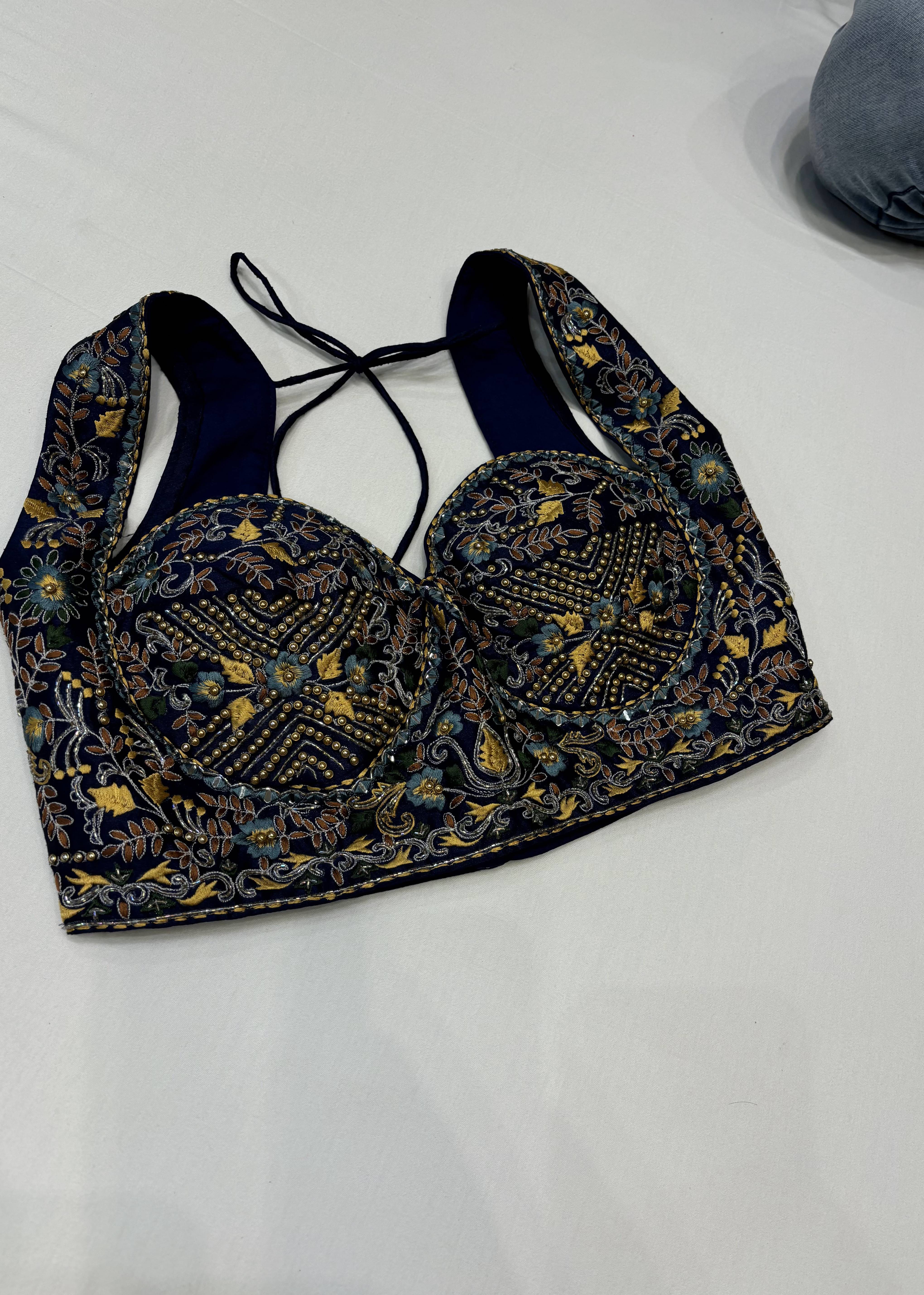 Navy Floral Lehenga Image - 1