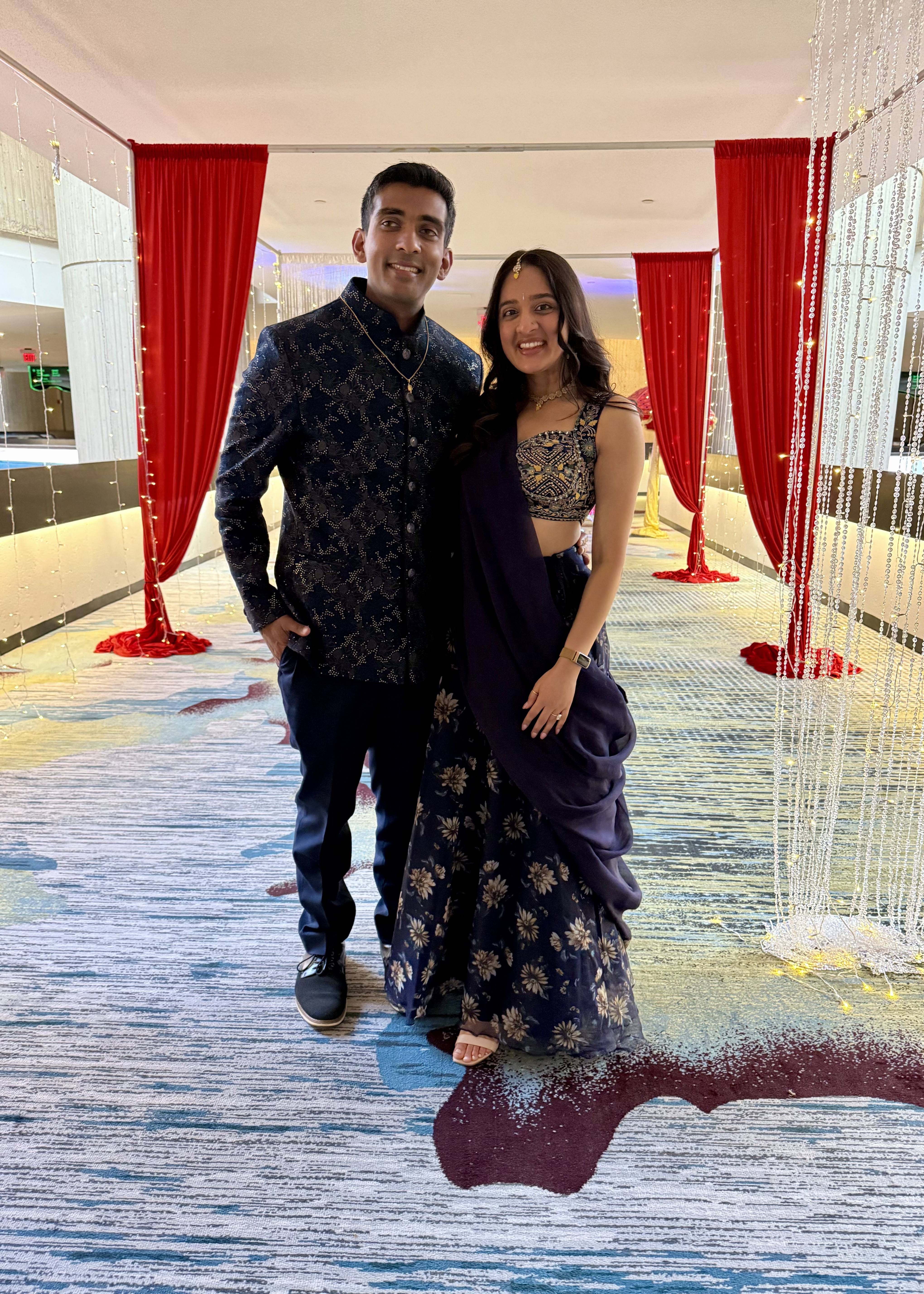 Navy Floral Lehenga Image - 3